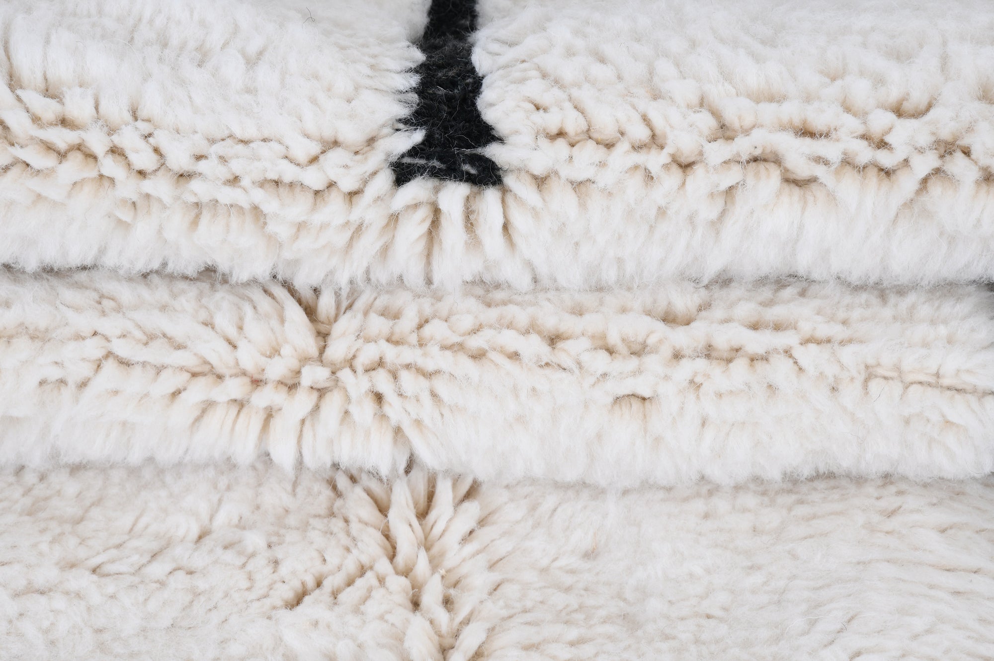 Moroccan custom rug from Beni Ourain, Wool and Thread, black and white