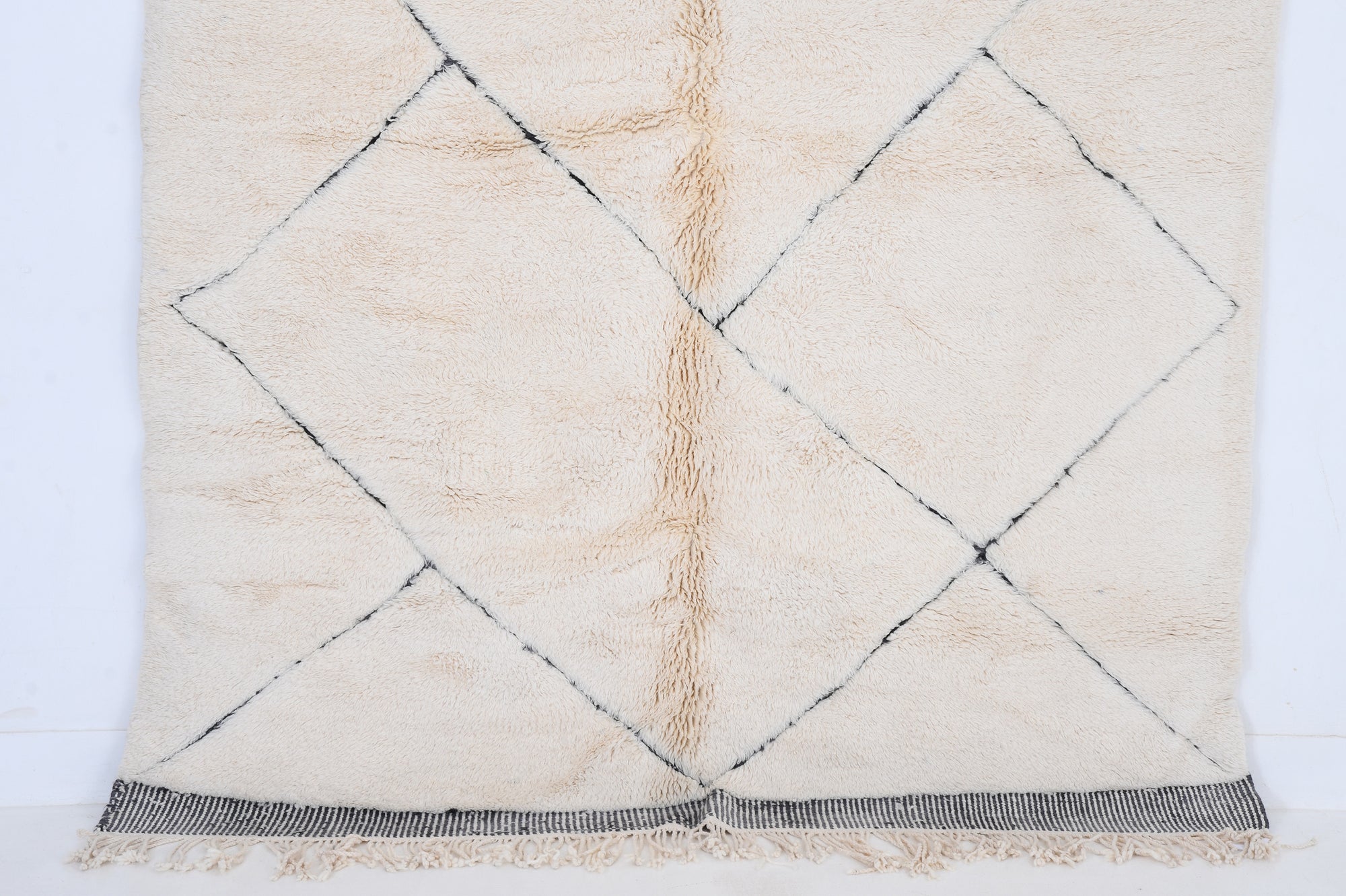 Moroccan custom rug from Beni Ourain, Wool and Thread, black and white