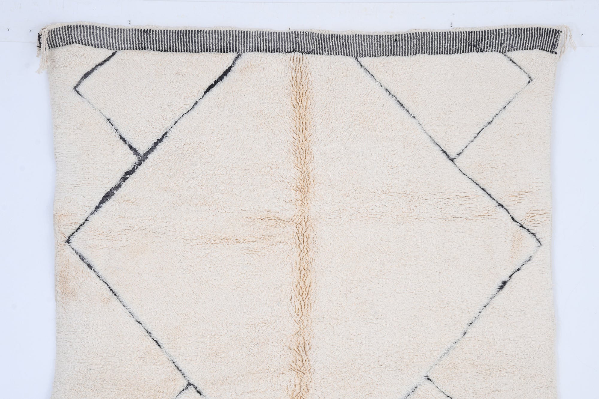 Moroccan custom rug from Beni Ourain, Wool and Thread, black and white