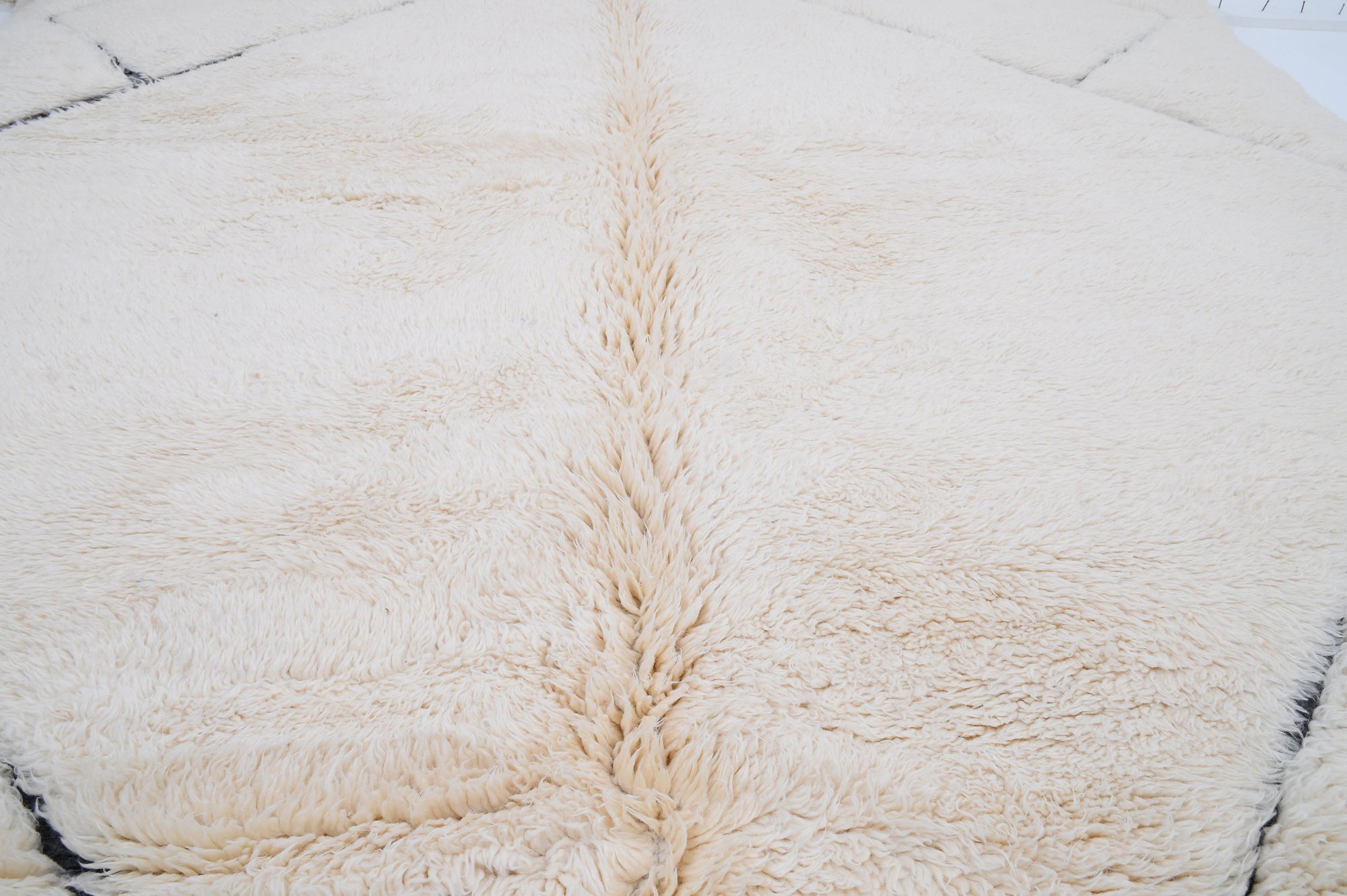 Moroccan custom rug from Beni Ourain, Wool and Thread, black and white