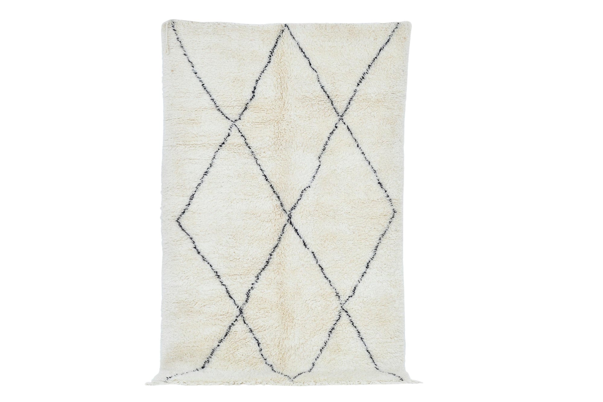 Moroccan custom rug from Beni Ourain, Wool and Thread, black and white