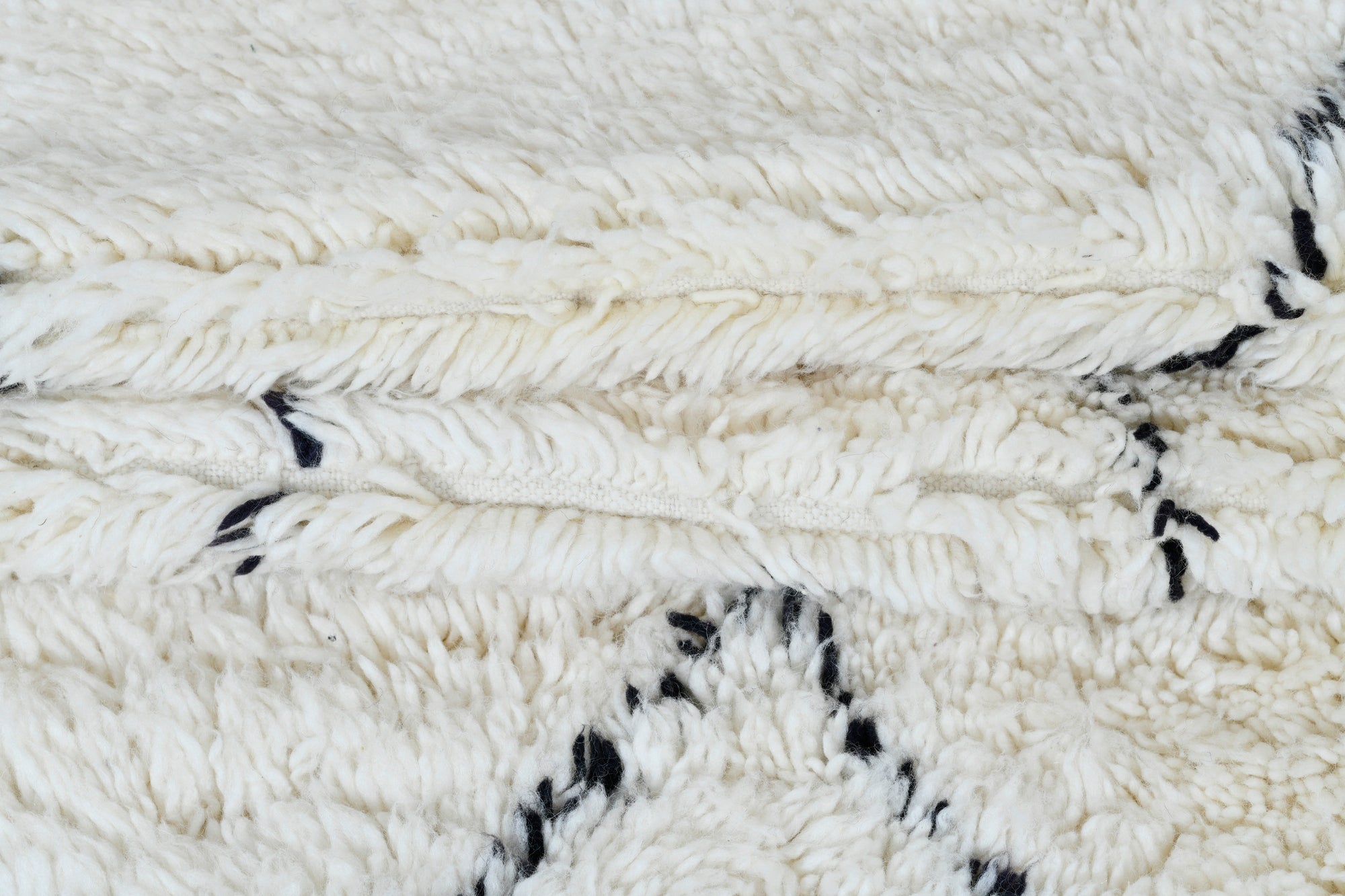 Moroccan custom rug from Beni Ourain, Wool and Thread, black and white