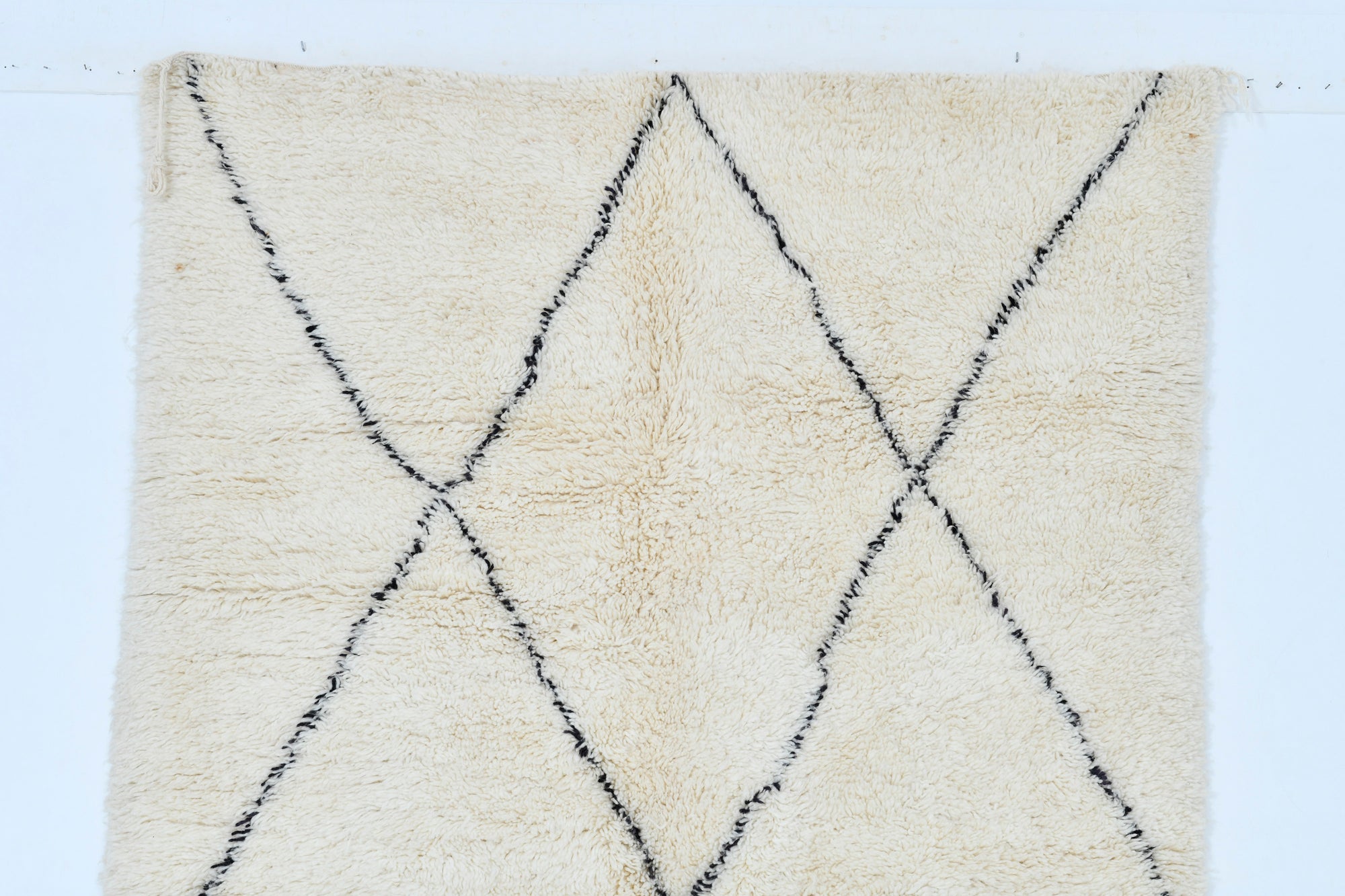Moroccan custom rug from Beni Ourain, Wool and Thread, black and white