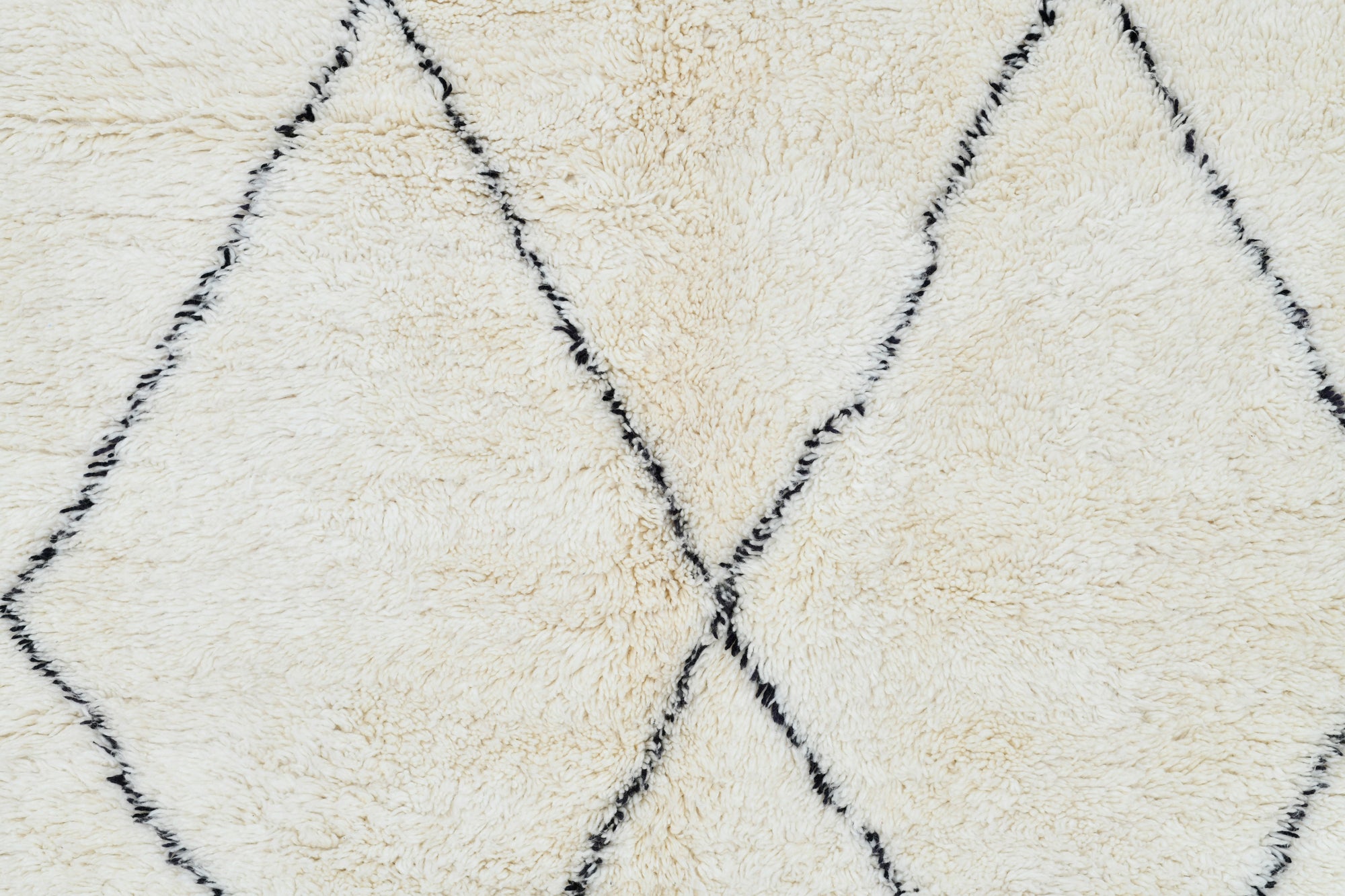 Moroccan custom rug from Beni Ourain, Wool and Thread, black and white