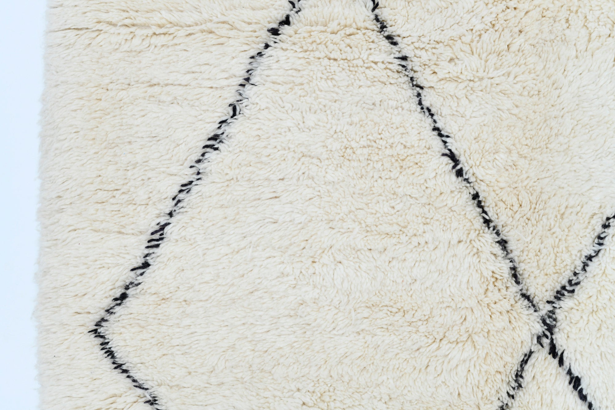 Moroccan custom rug from Beni Ourain, Wool and Thread, black and white