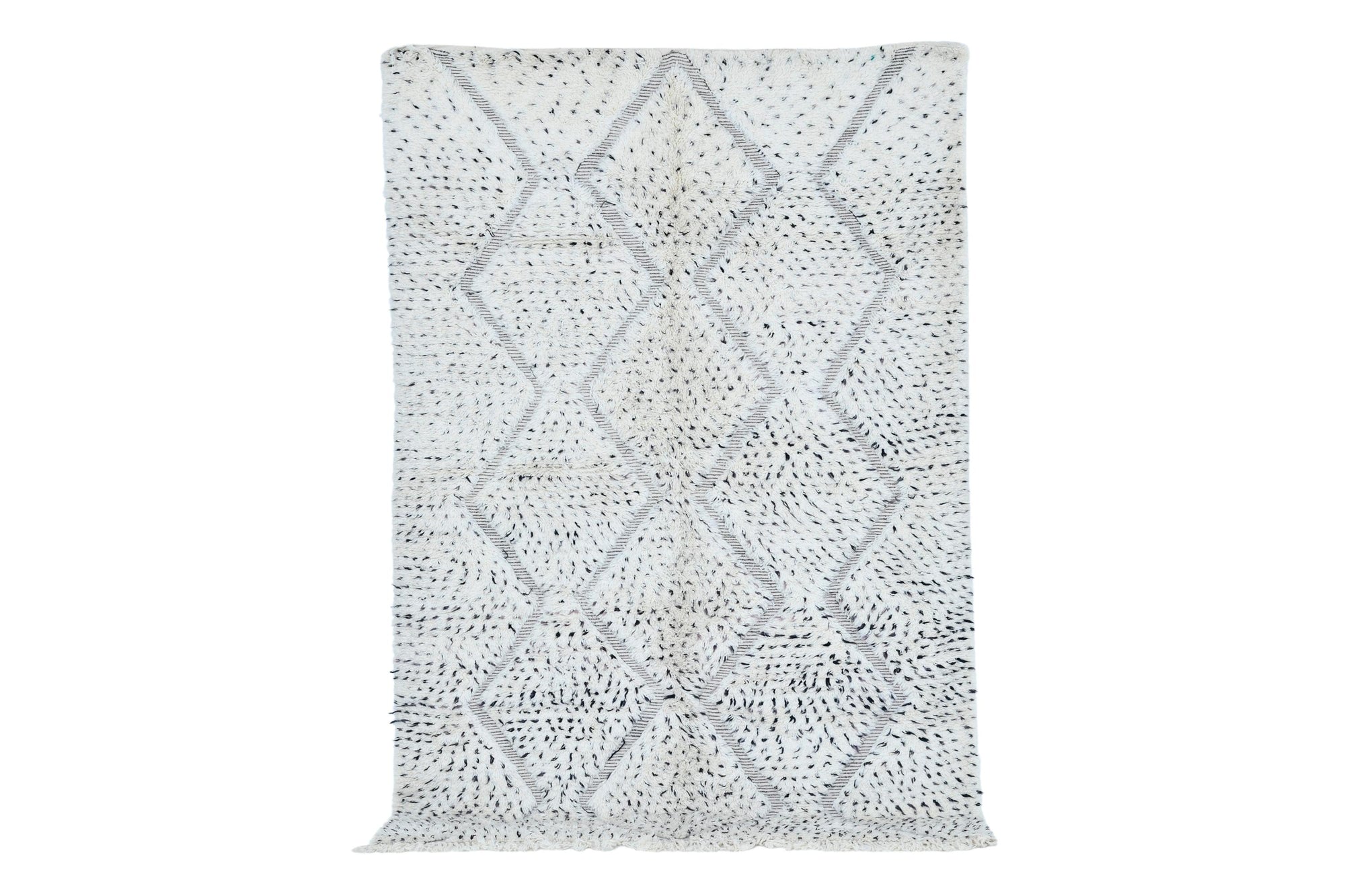 Moroccan custom rug from Beni Ourain, Wool and Thread, White