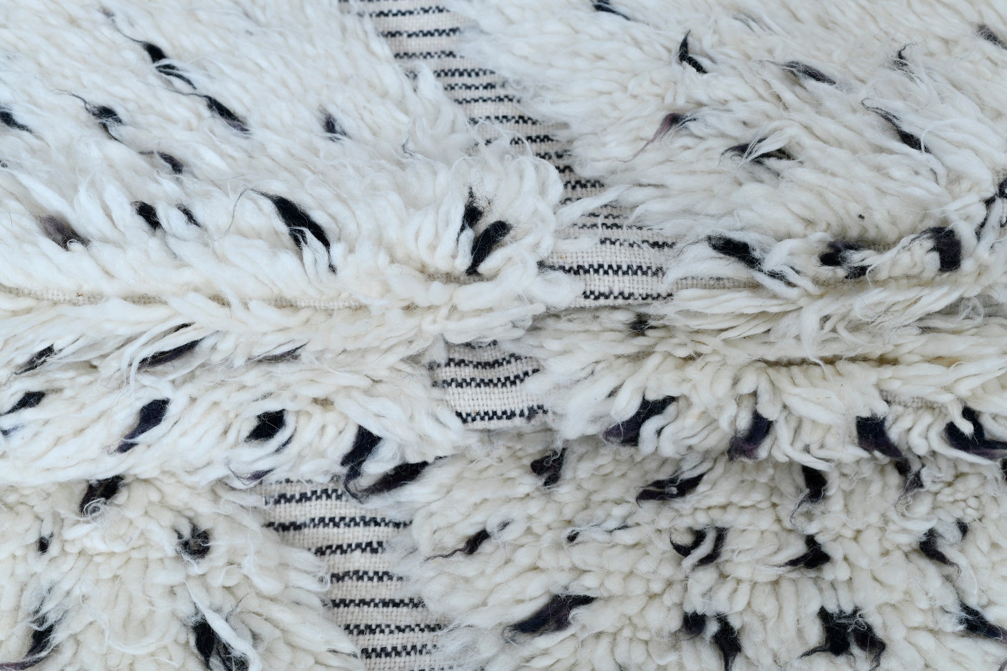 Moroccan custom rug from Beni Ourain, Wool and Thread, White