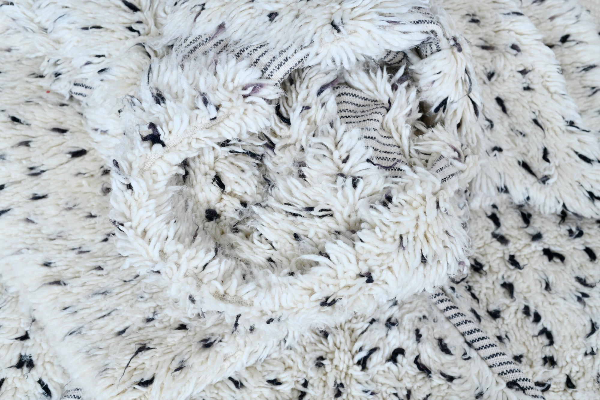 Moroccan custom rug from Beni Ourain, Wool and Thread, White