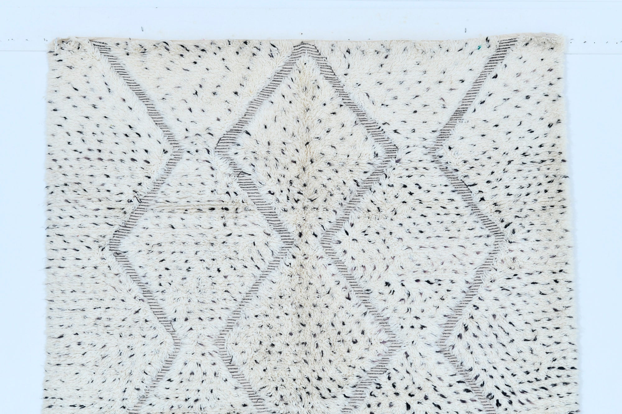 Moroccan custom rug from Beni Ourain, Wool and Thread, White