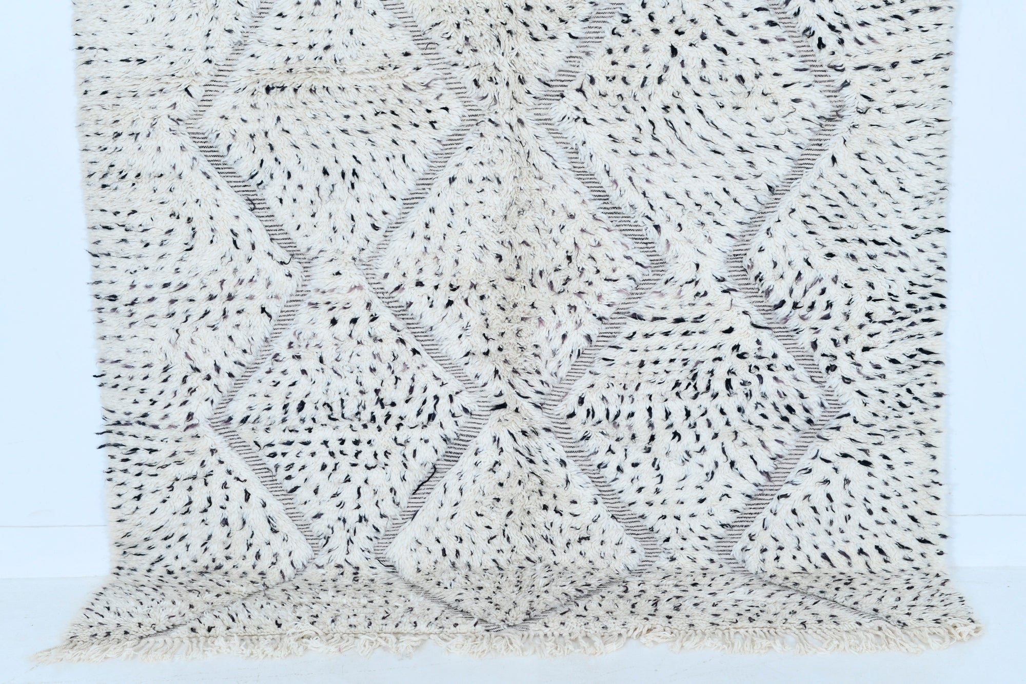 Moroccan custom rug from Beni Ourain, Wool and Thread, White