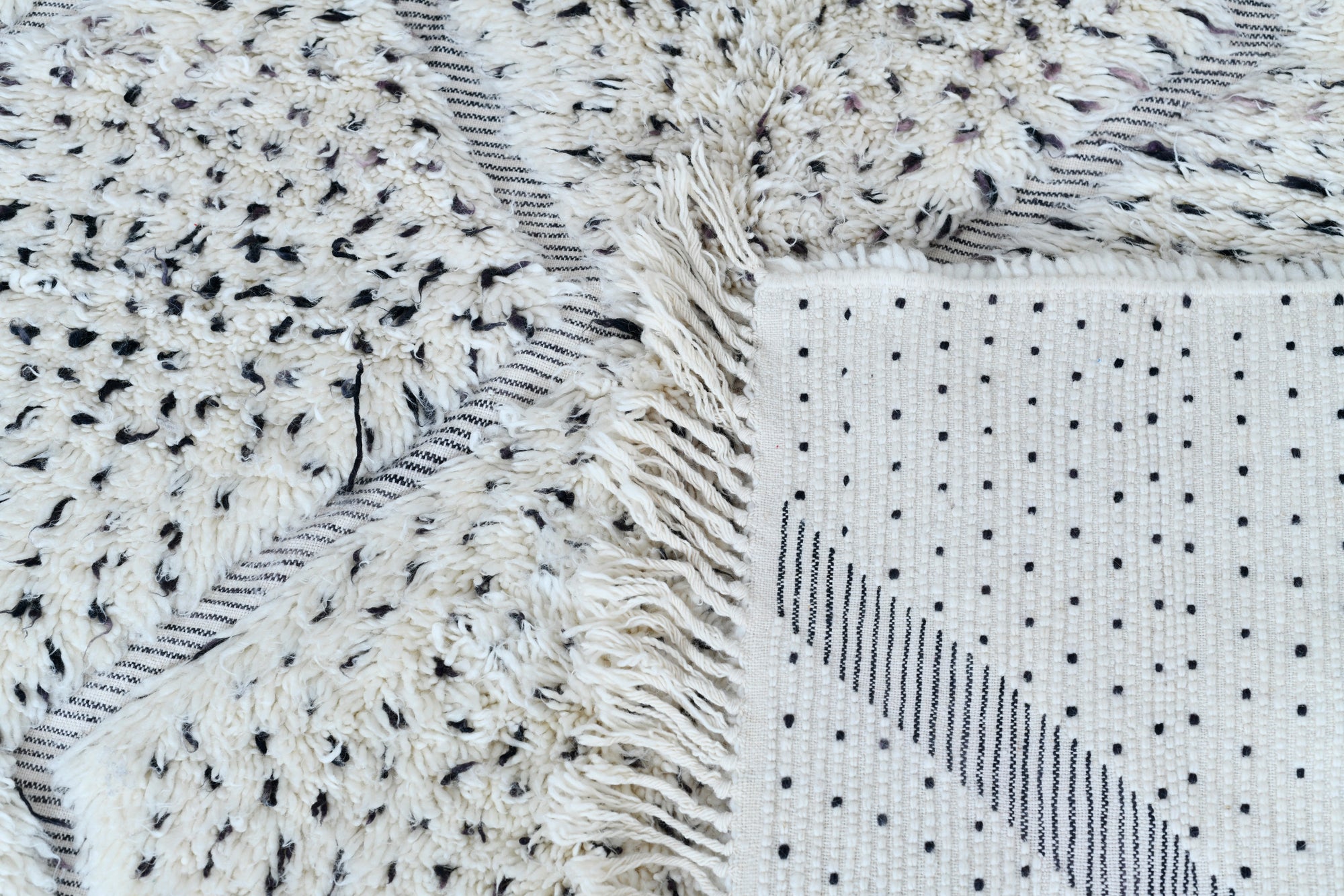 Moroccan custom rug from Beni Ourain, Wool and Thread, White
