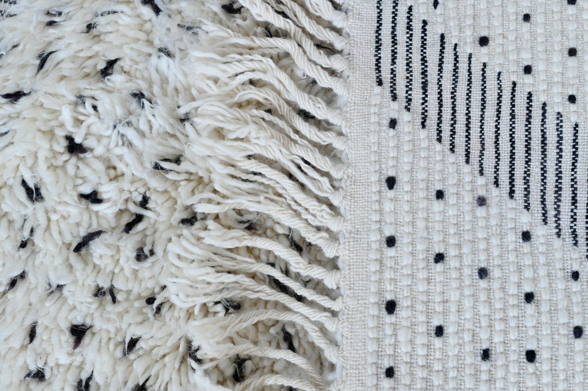 Moroccan custom rug from Beni Ourain, Wool and Thread, White