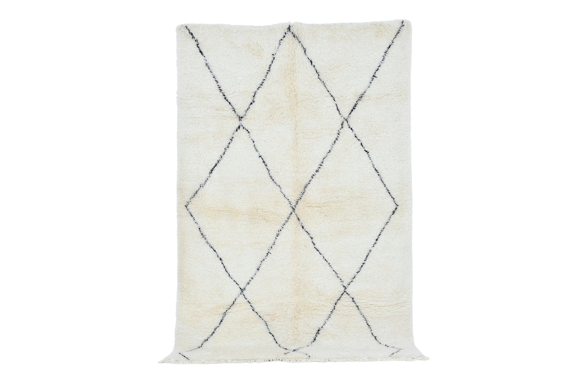 Moroccan custom rug from Beni Ourain, Wool and Thread, White