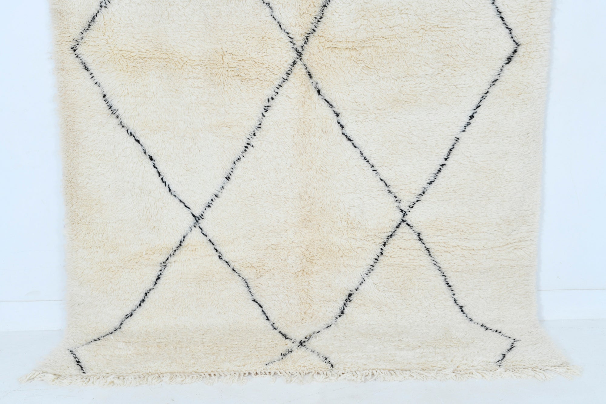 Moroccan custom rug from Beni Ourain, Wool and Thread, White
