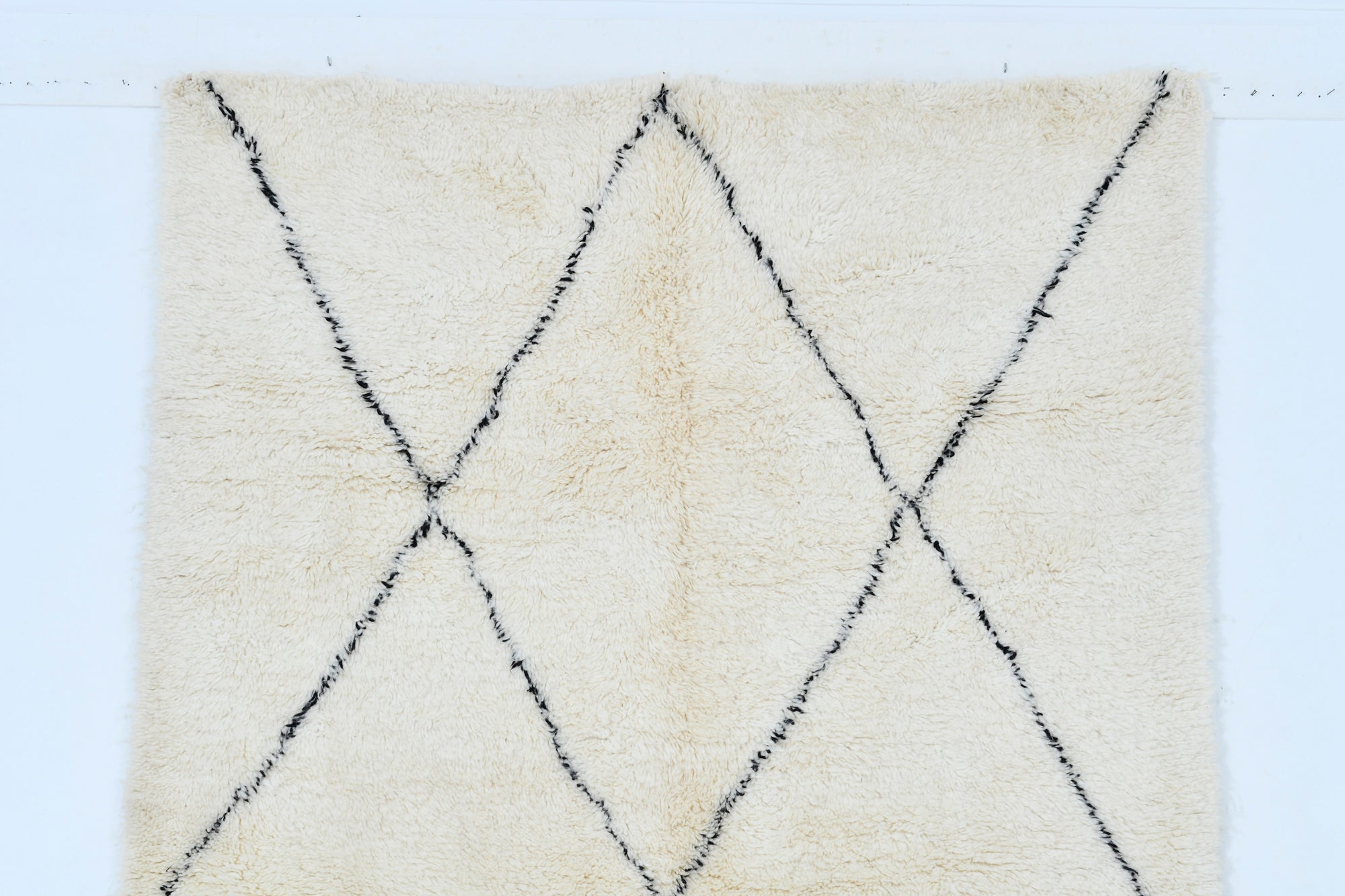 Moroccan custom rug from Beni Ourain, Wool and Thread, White