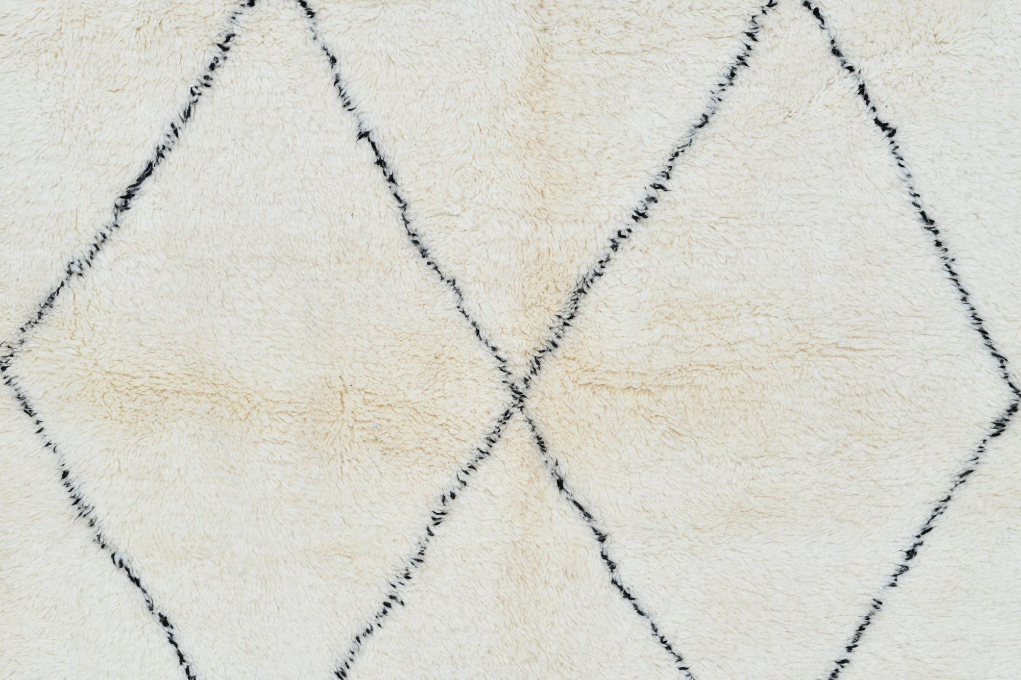 Moroccan custom rug from Beni Ourain, Wool and Thread, White