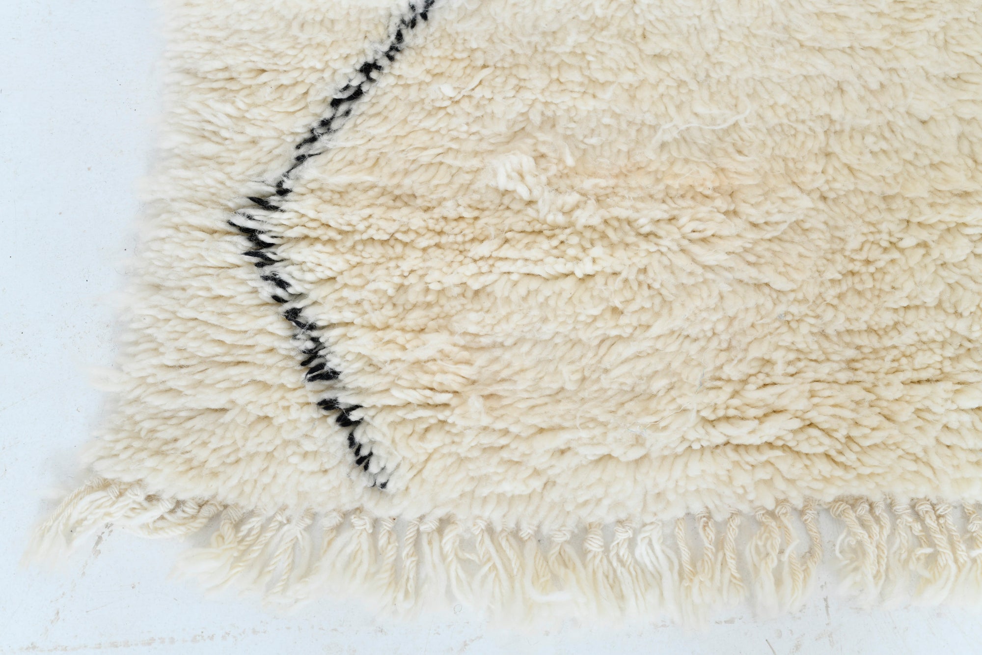 Moroccan custom rug from Beni Ourain, Wool and Thread, White