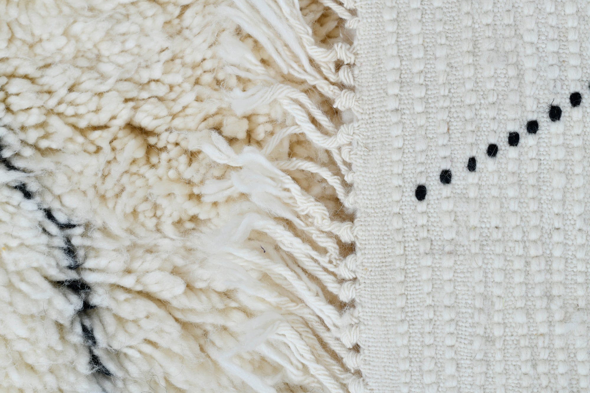 Moroccan custom rug from Beni Ourain, Wool and Thread, White