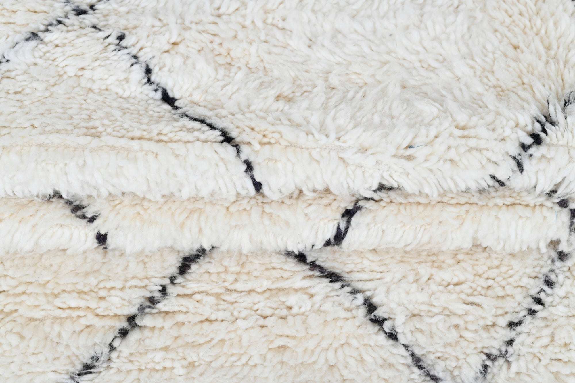 Moroccan custom rug from Beni Ourain, Wool and Thread, black and white