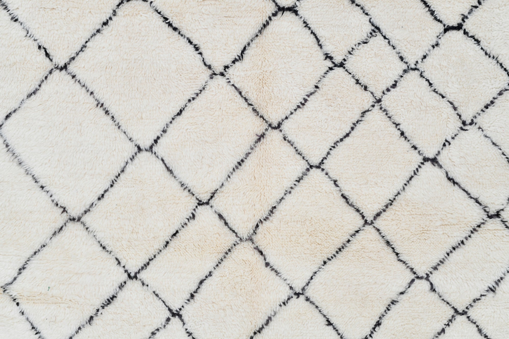 Moroccan custom rug from Beni Ourain, Wool and Thread, black and white