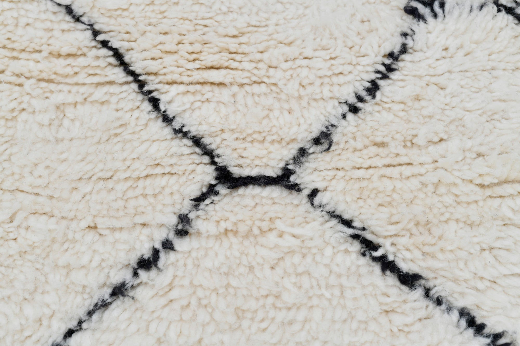 Moroccan custom rug from Beni Ourain, Wool and Thread, black and white