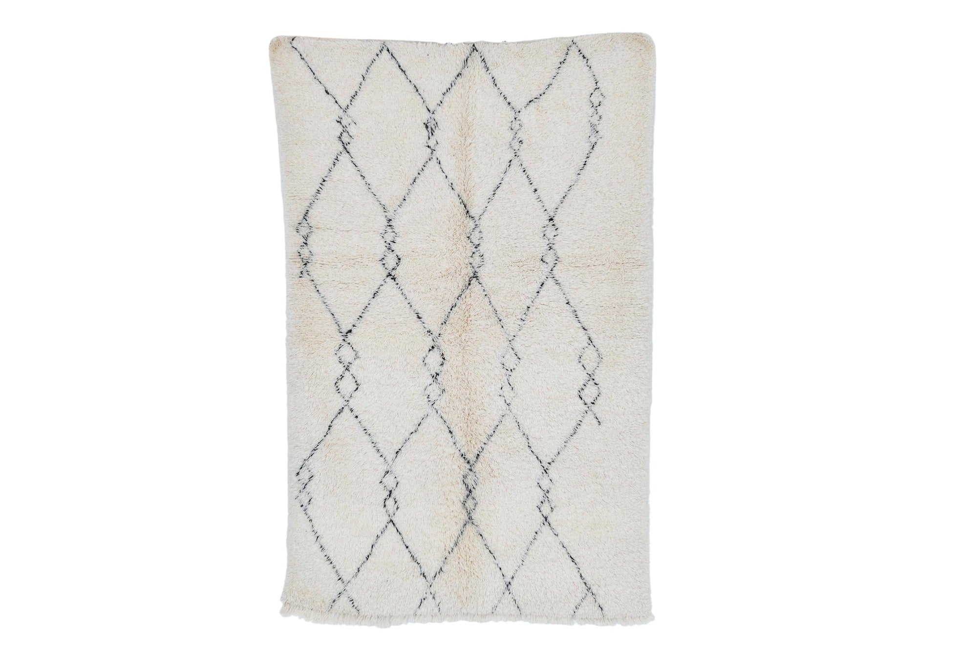 Moroccan custom rug from Beni Ourain, Wool and Thread, White