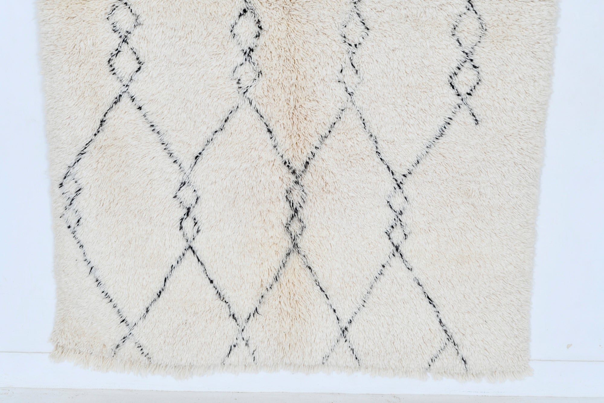 Moroccan custom rug from Beni Ourain, Wool and Thread, White