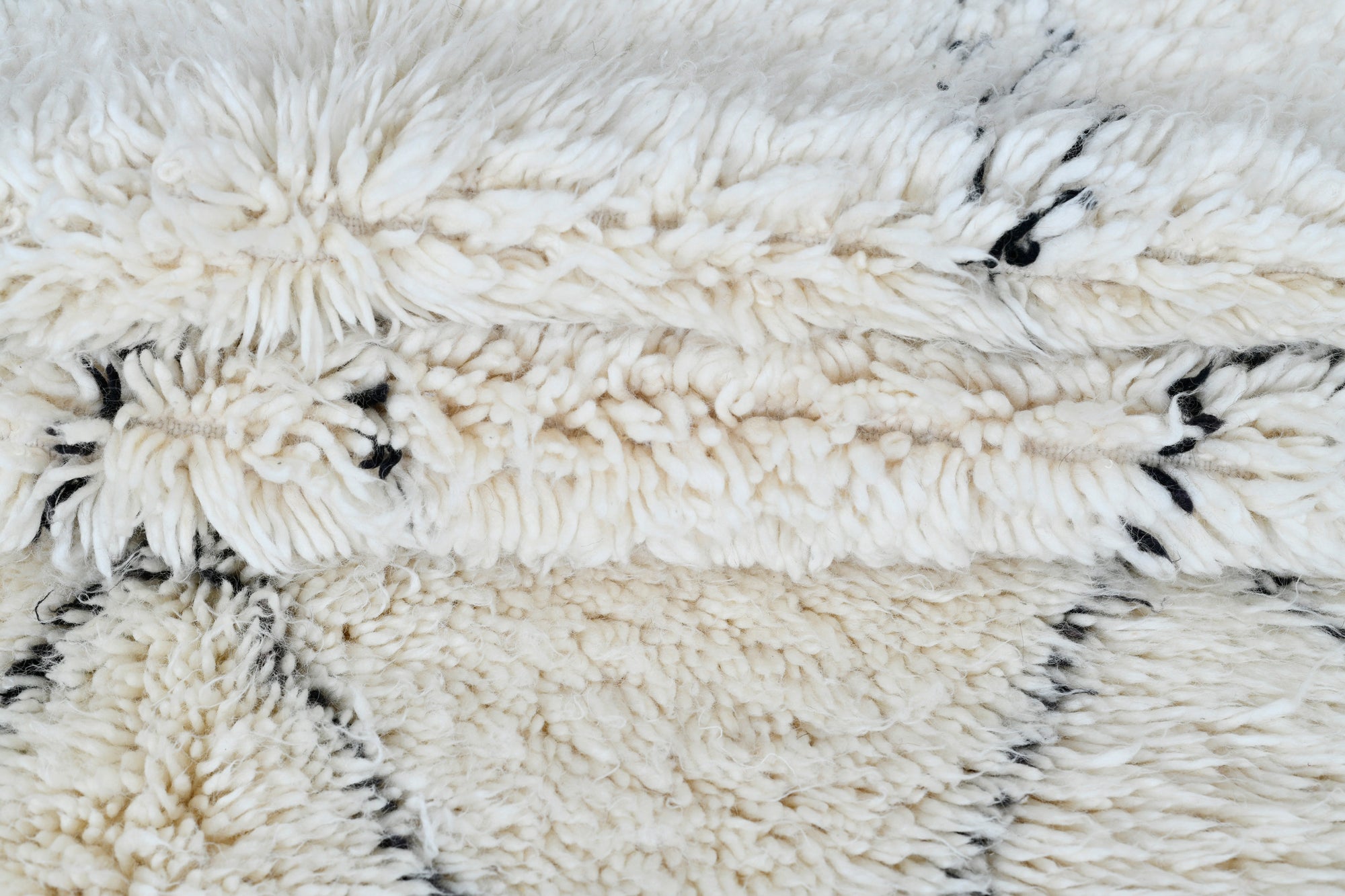 Moroccan custom rug from Beni Ourain, Wool and Thread, White
