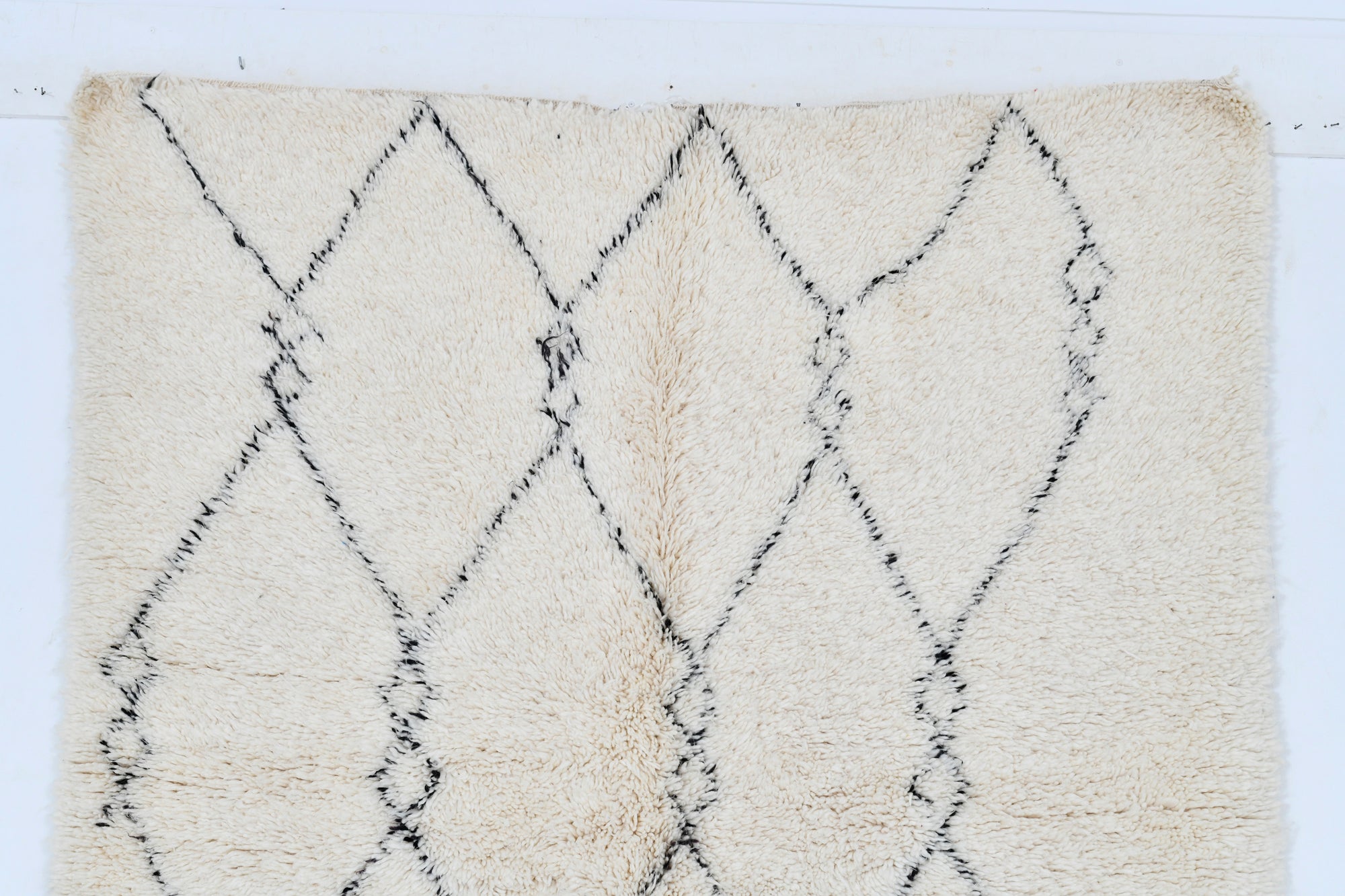 Moroccan custom rug from Beni Ourain, Wool and Thread, White