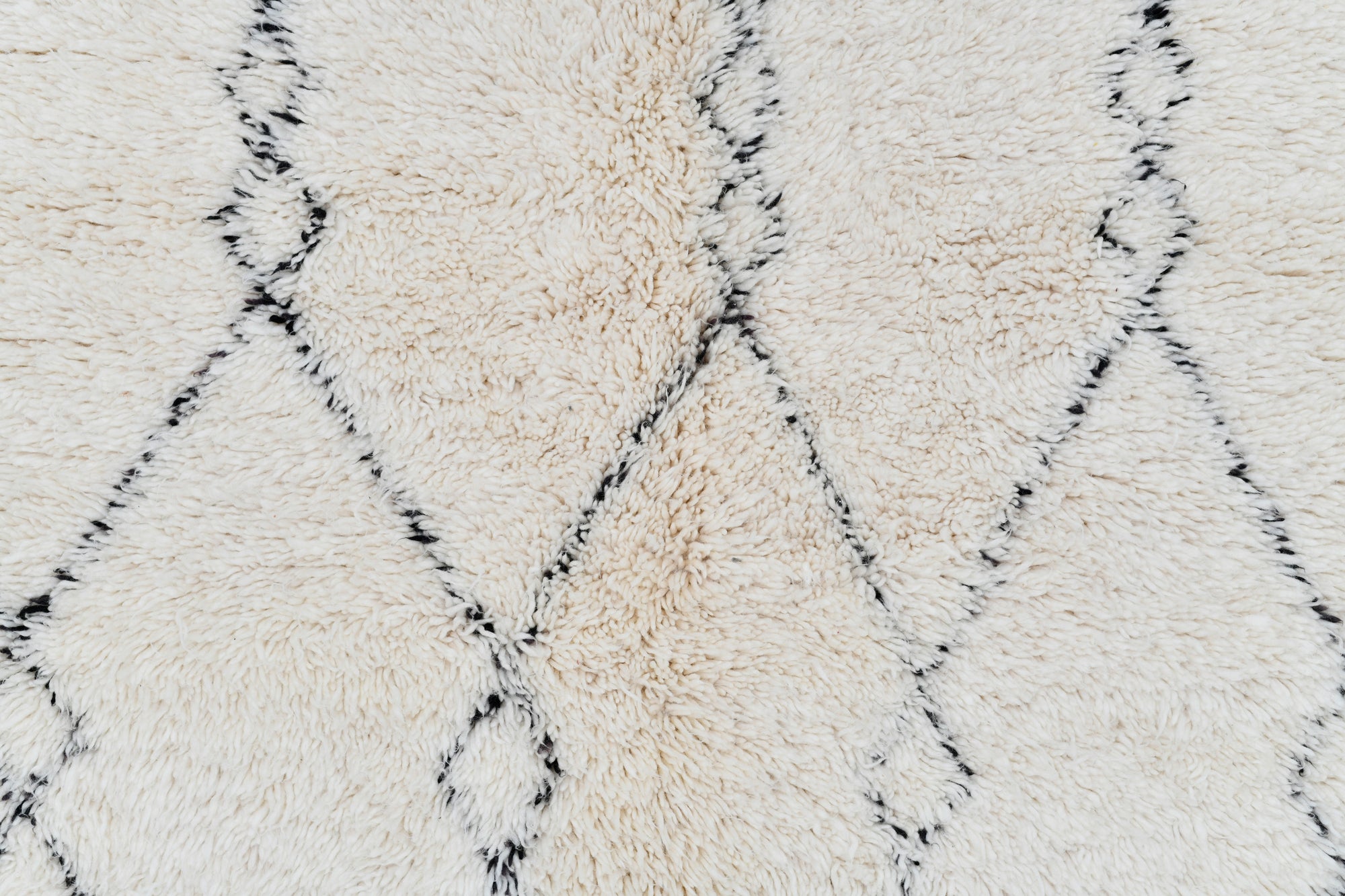 Moroccan custom rug from Beni Ourain, Wool and Thread, White