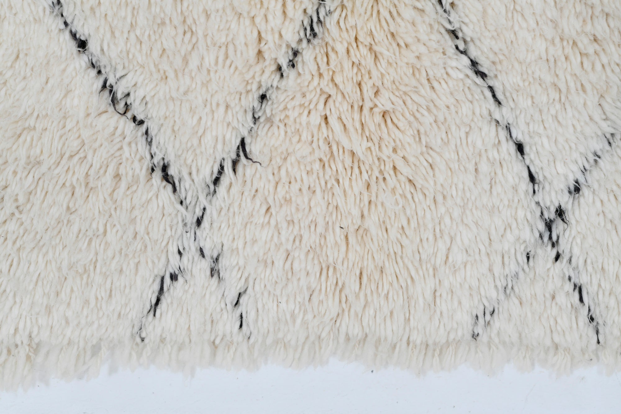 Moroccan custom rug from Beni Ourain, Wool and Thread, White