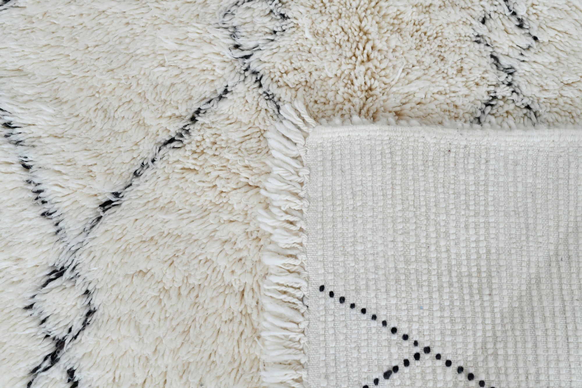 Moroccan custom rug from Beni Ourain, Wool and Thread, White