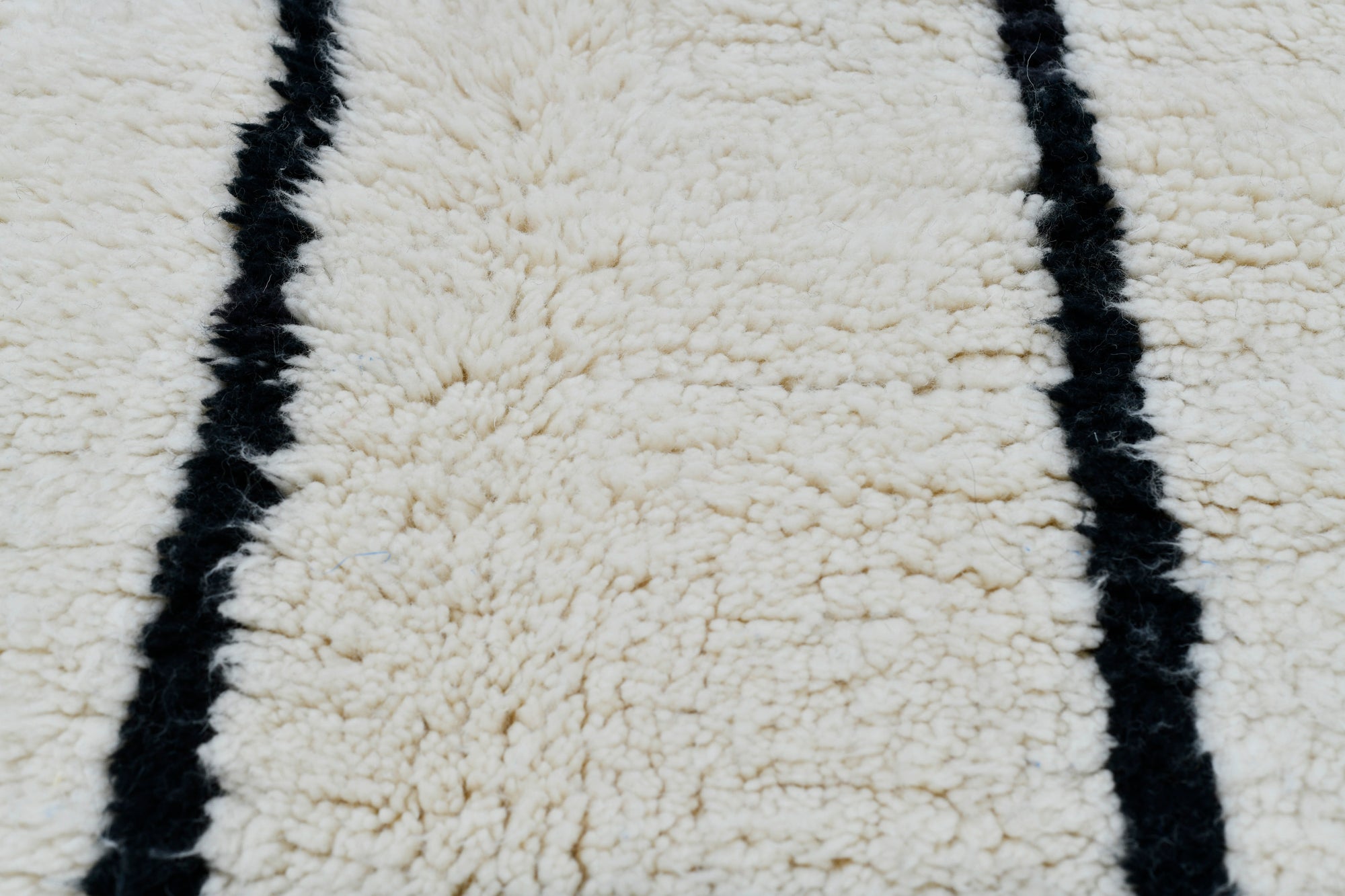Moroccan custom rug from Beni Ourain, Wool and Thread, black and white