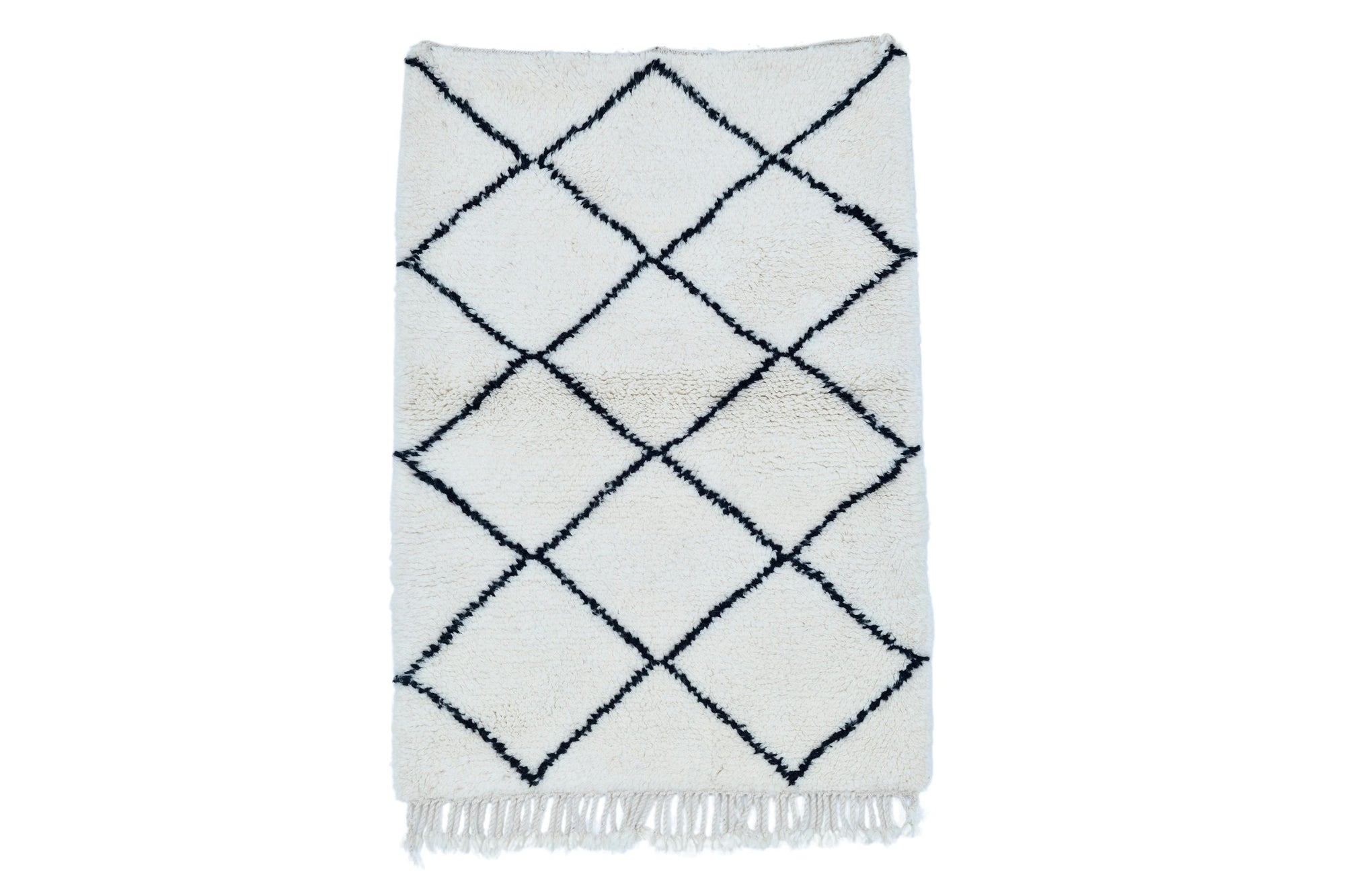 Moroccan custom rug from Beni Ourain, Wool and Thread, White