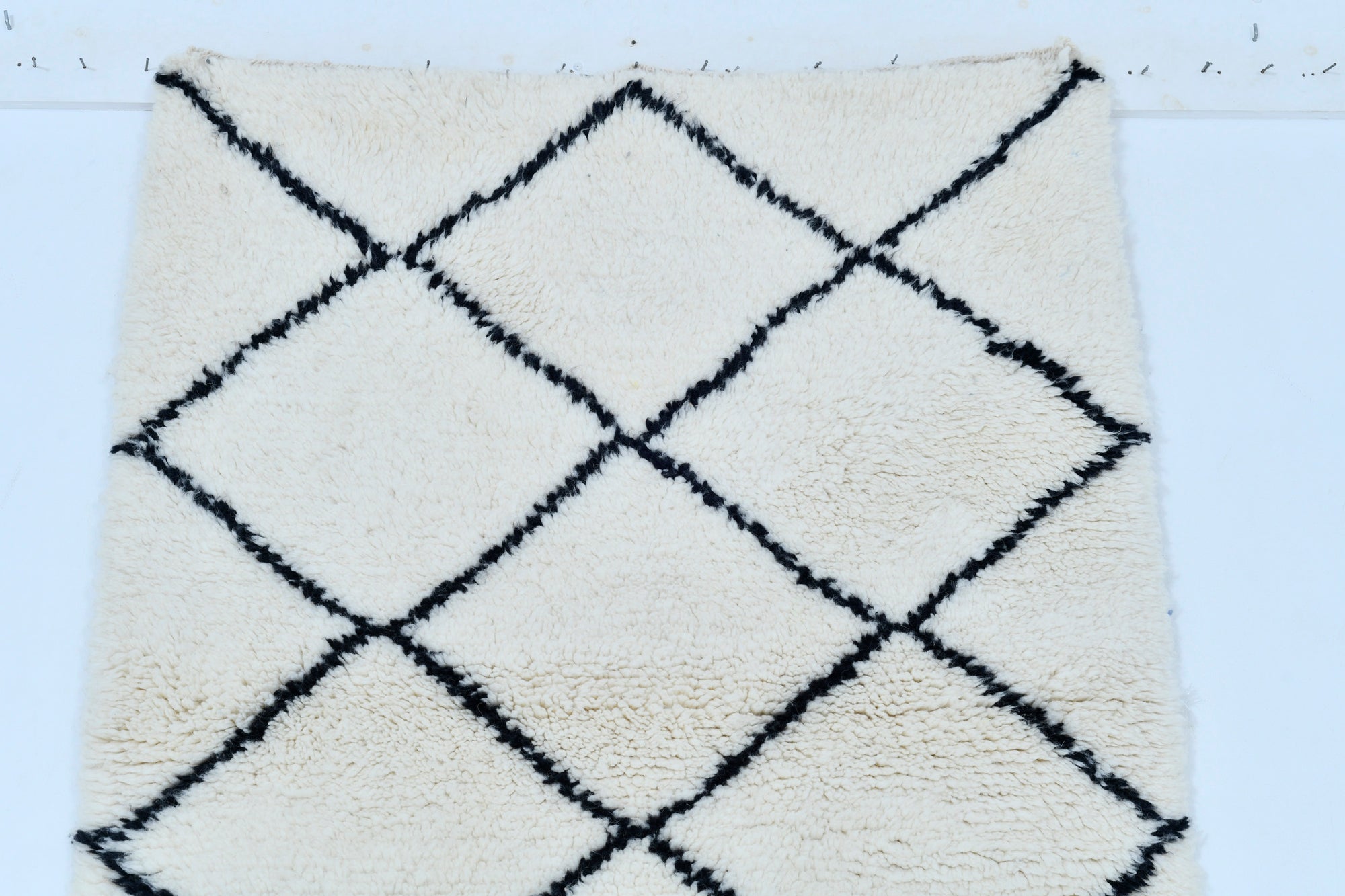 Moroccan custom rug from Beni Ourain, Wool and Thread, White