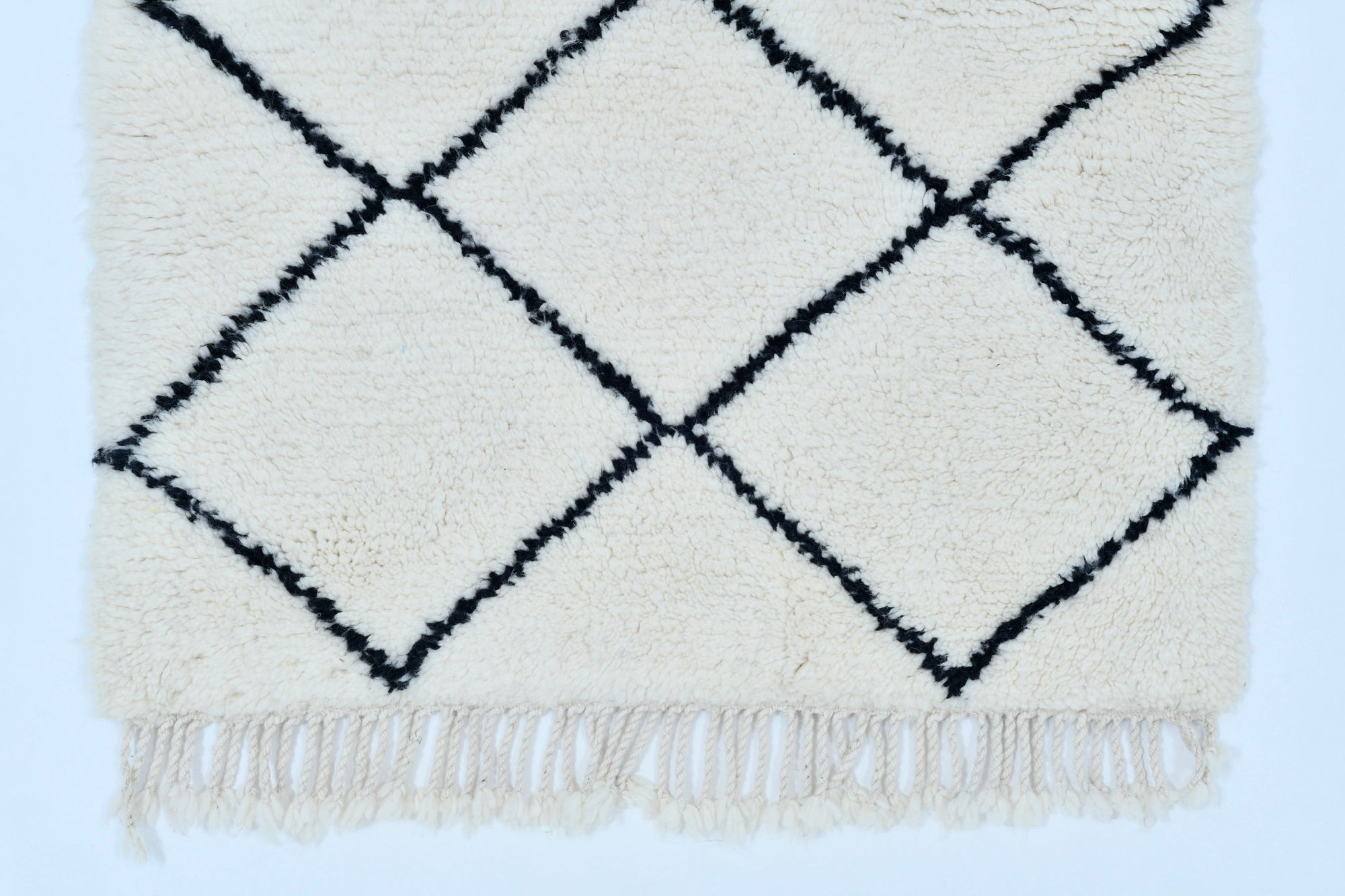 Moroccan custom rug from Beni Ourain, Wool and Thread, White