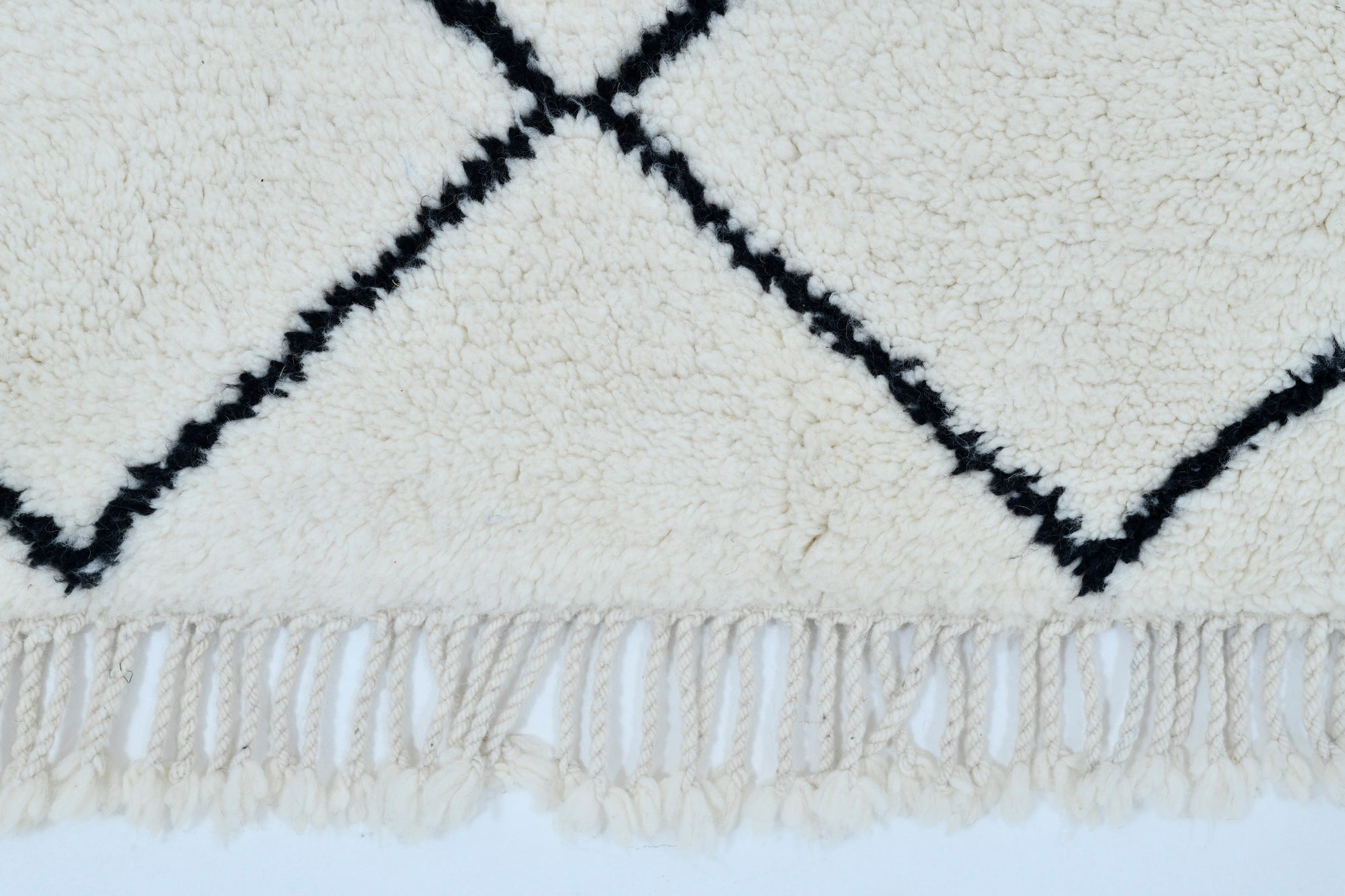 Moroccan custom rug from Beni Ourain, Wool and Thread, White