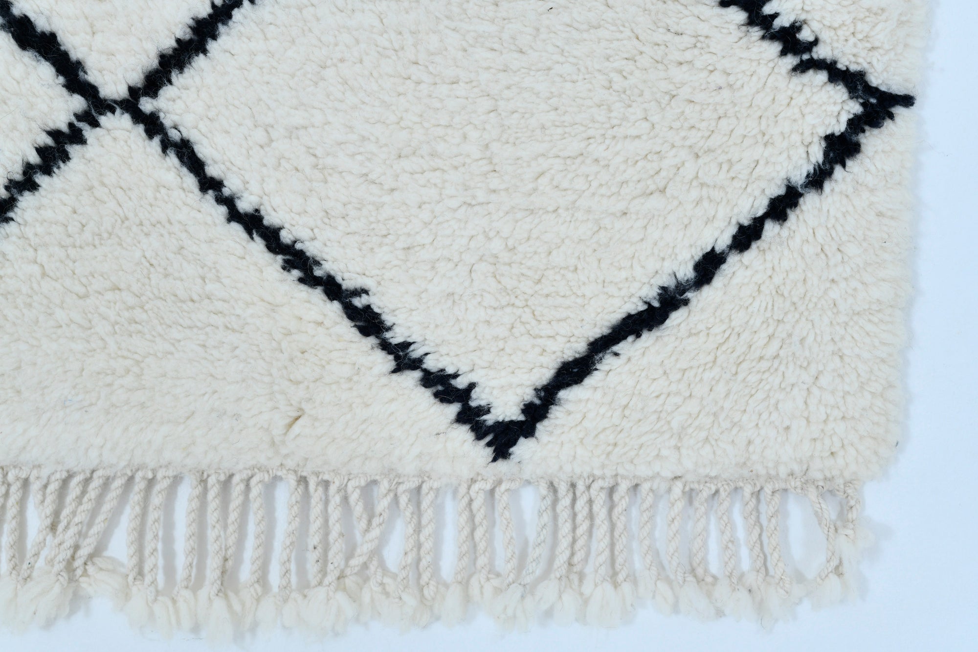 Moroccan custom rug from Beni Ourain, Wool and Thread, White