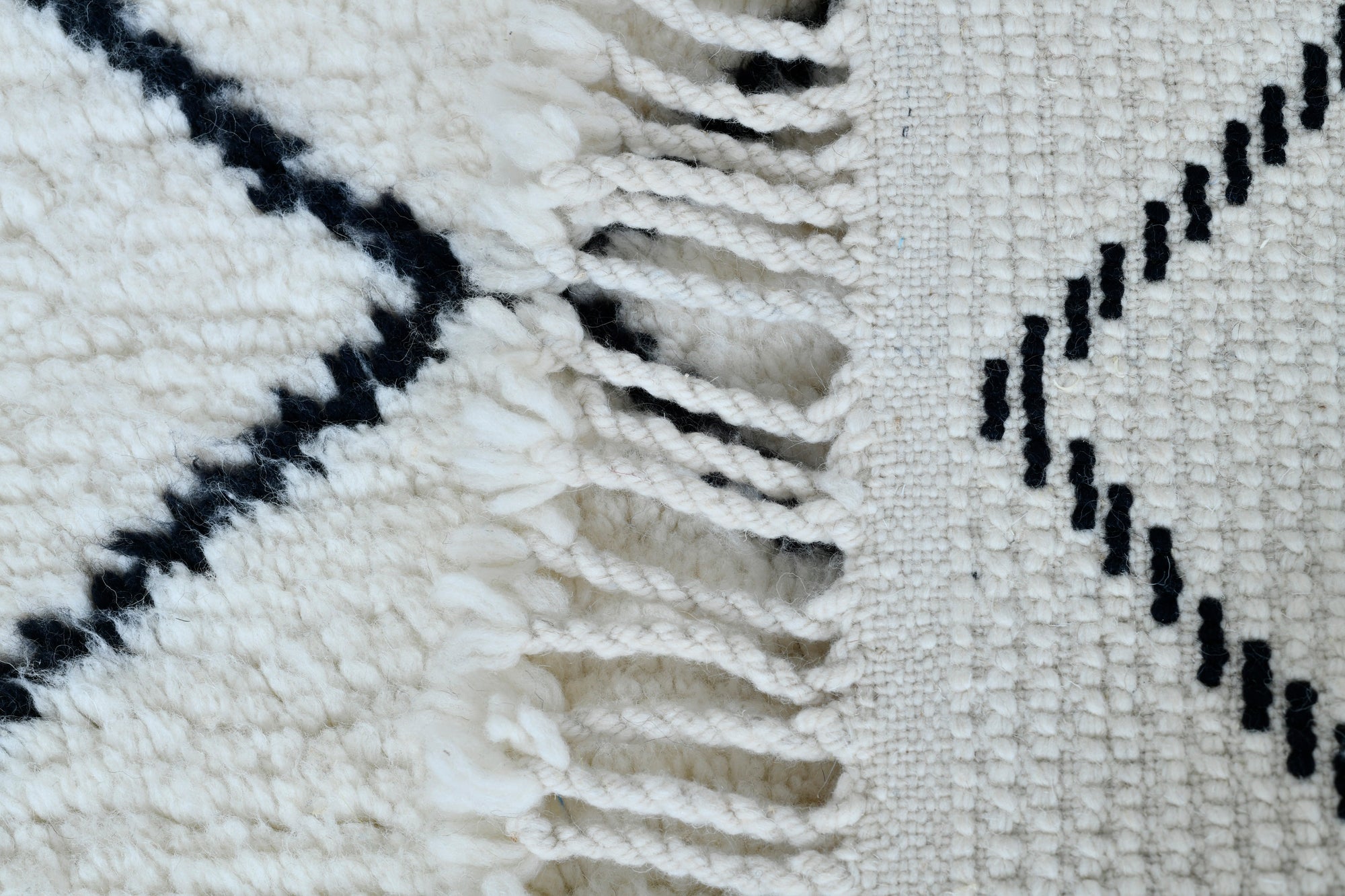 Moroccan custom rug from Beni Ourain, Wool and Thread, White