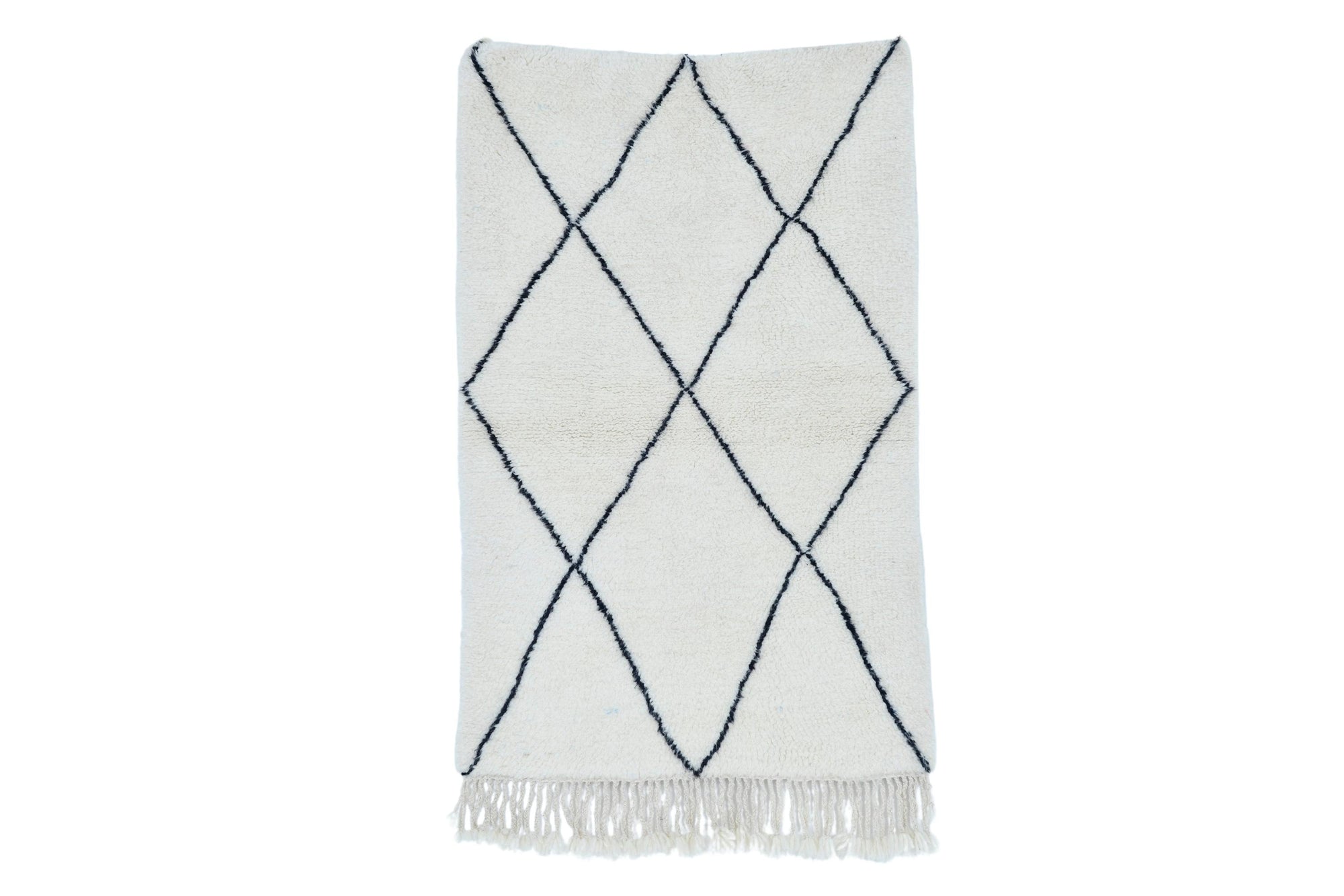 Moroccan custom rug from Beni Ourain, Wool and Thread, White