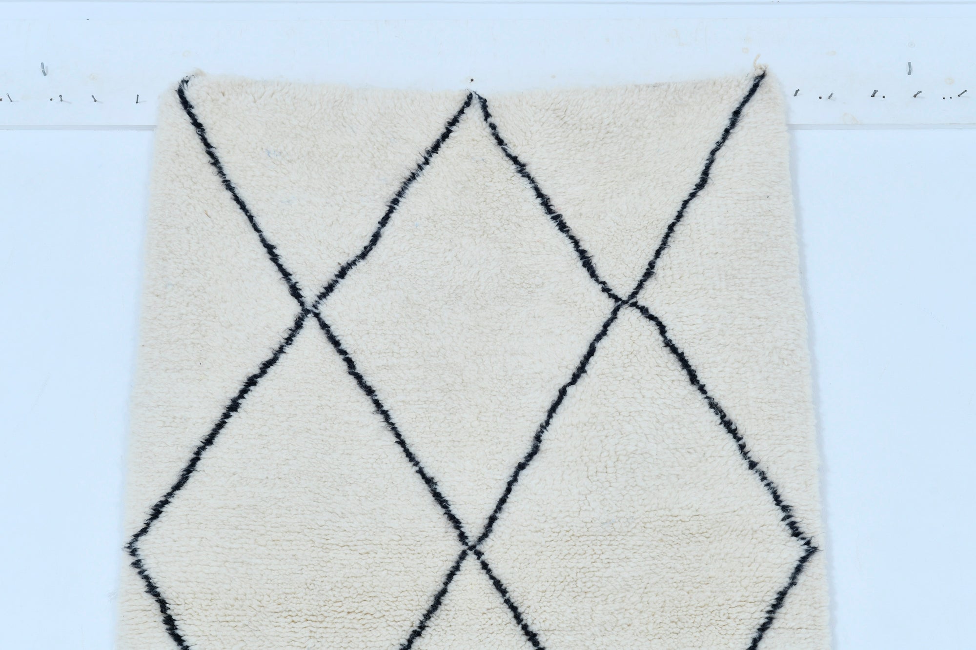 Moroccan custom rug from Beni Ourain, Wool and Thread, White