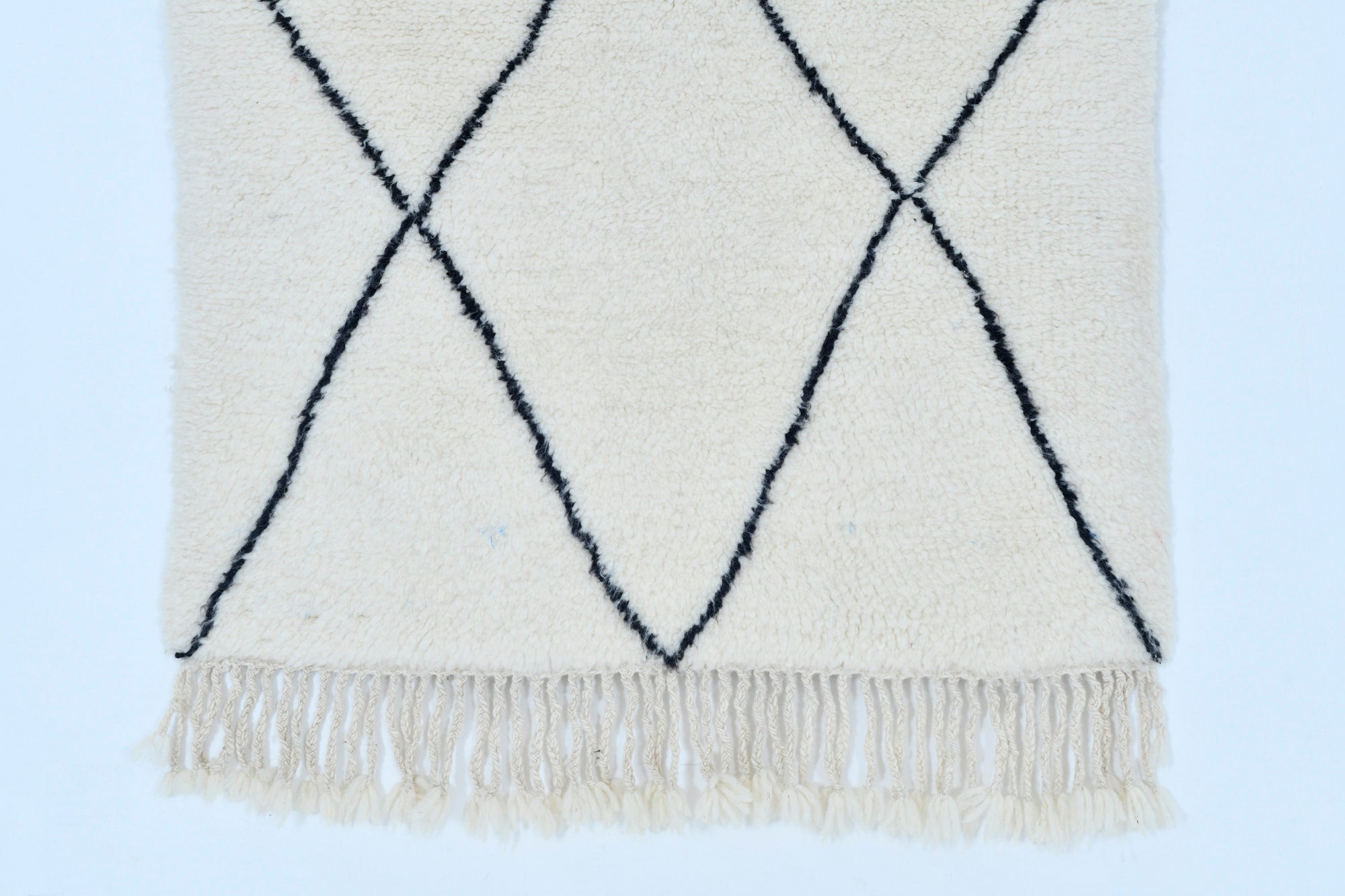 Moroccan custom rug from Beni Ourain, Wool and Thread, White