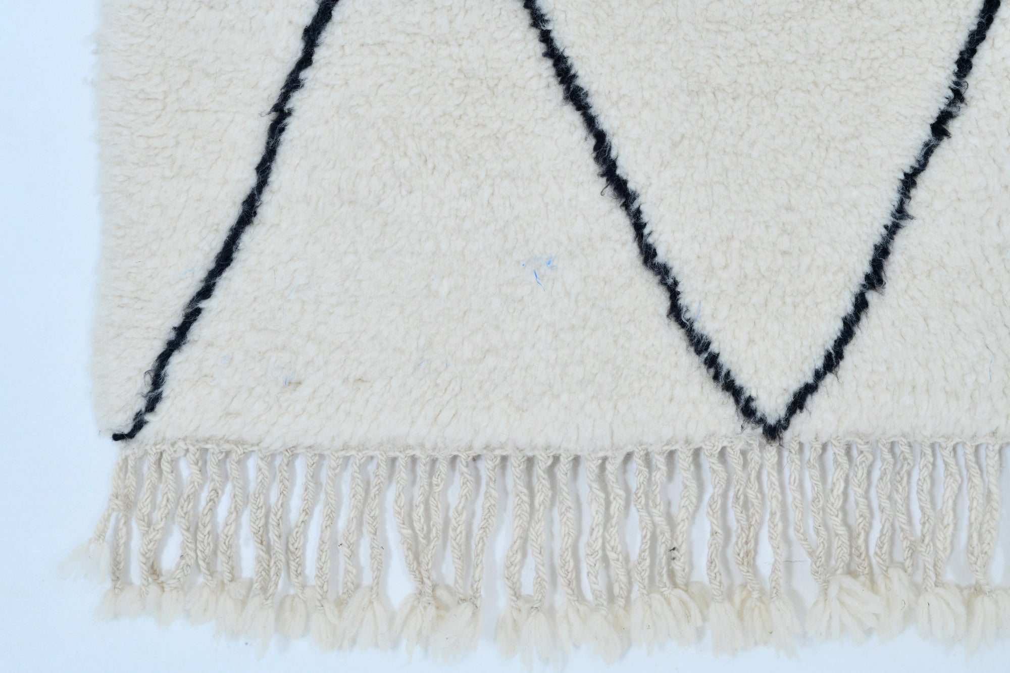 Moroccan custom rug from Beni Ourain, Wool and Thread, White