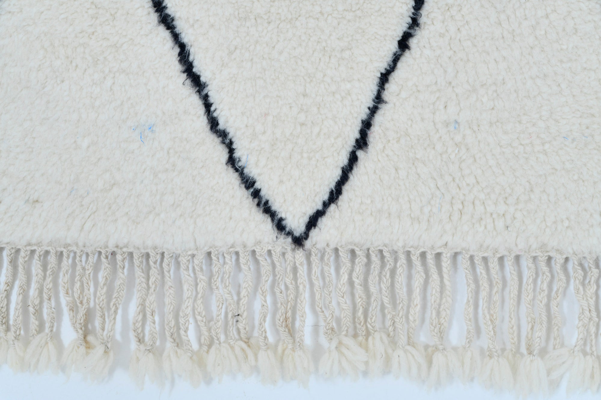 Moroccan custom rug from Beni Ourain, Wool and Thread, White