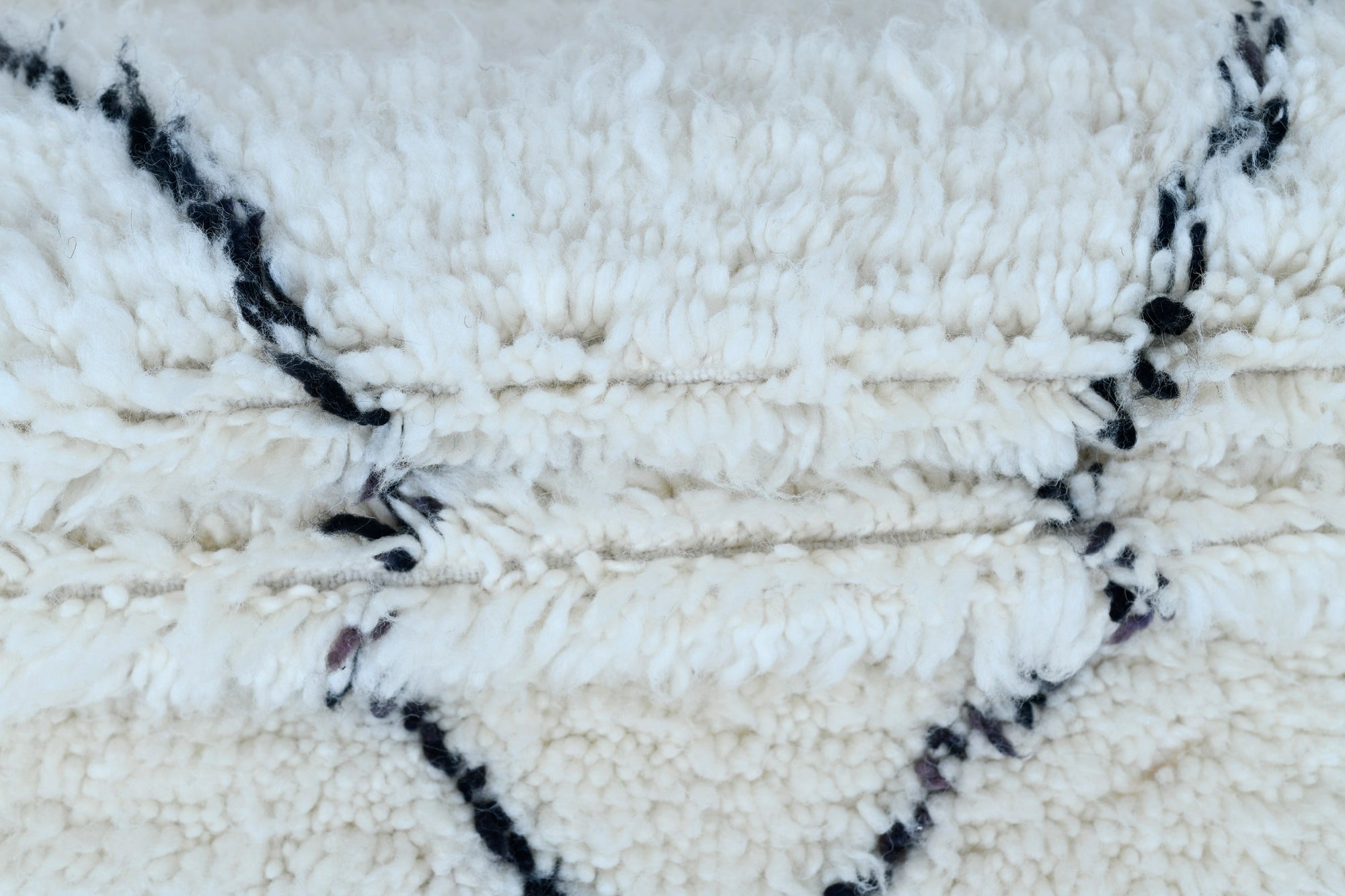 Moroccan custom rug from Beni Ourain, Wool and Thread, black and white