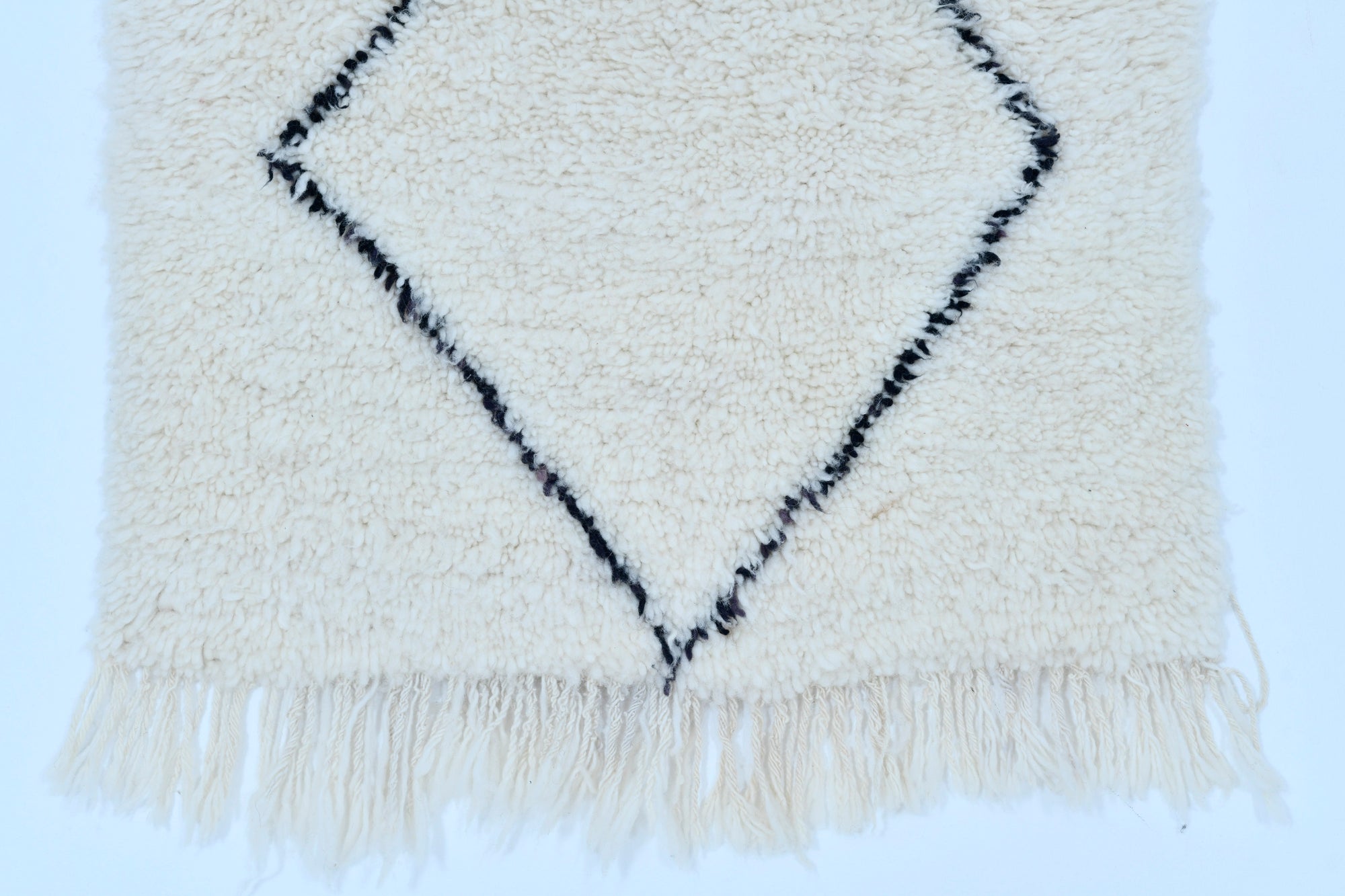 Moroccan custom rug from Beni Ourain, Wool and Thread, black and white
