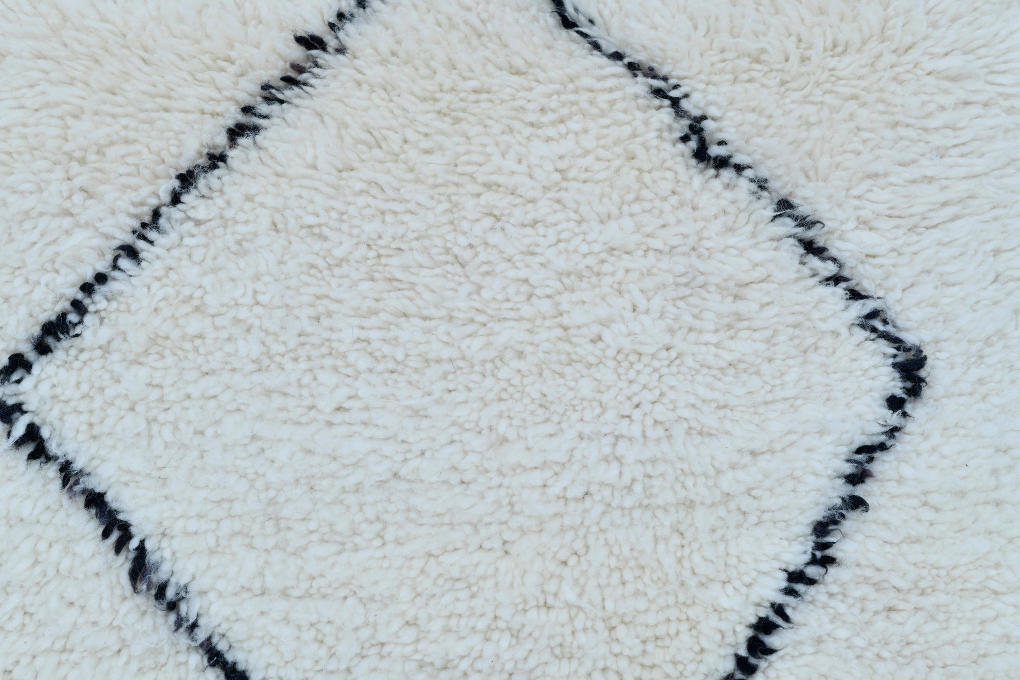 Moroccan custom rug from Beni Ourain, Wool and Thread, black and white