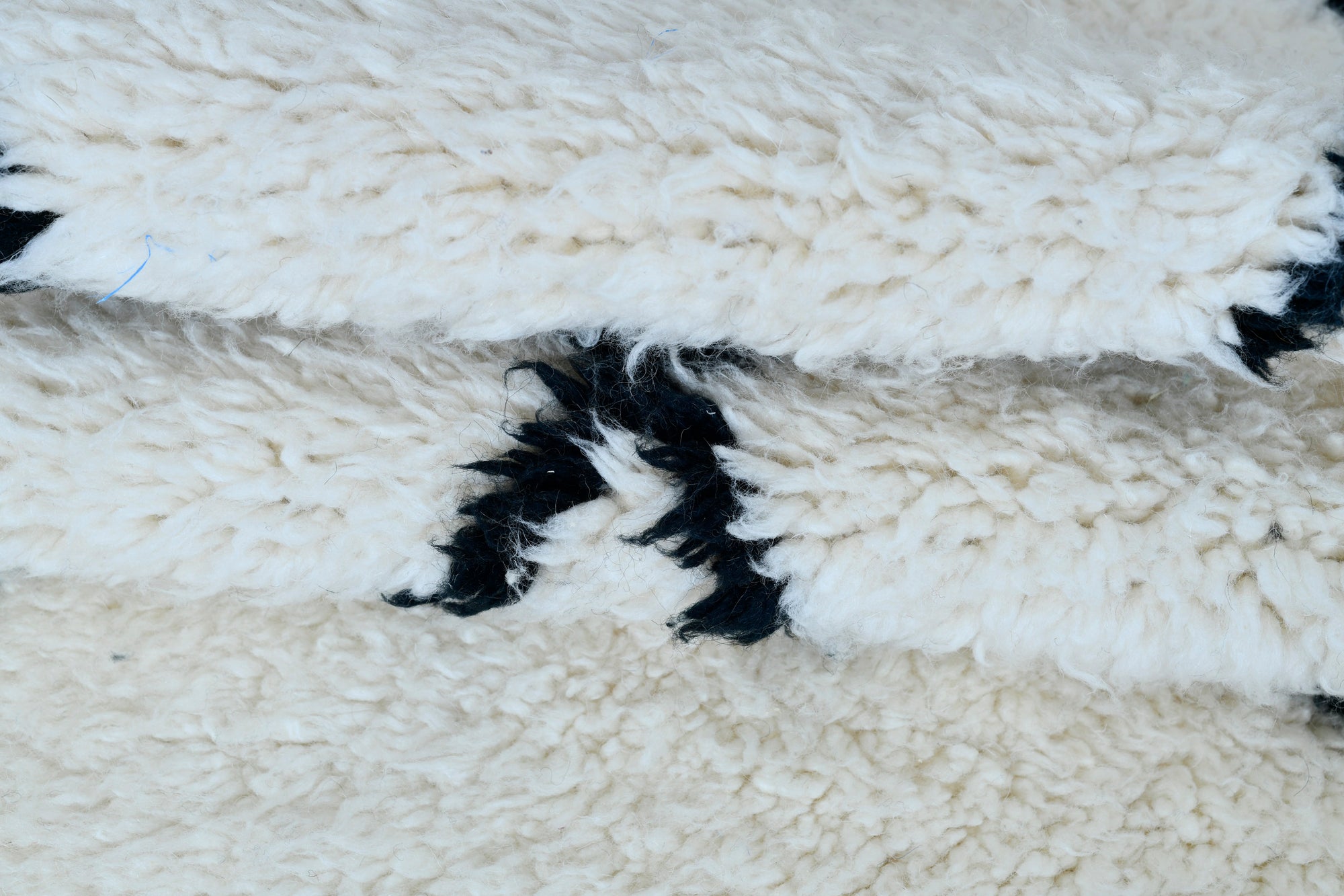 Moroccan custom rug from Beni Ourain, Wool and Thread, black and white