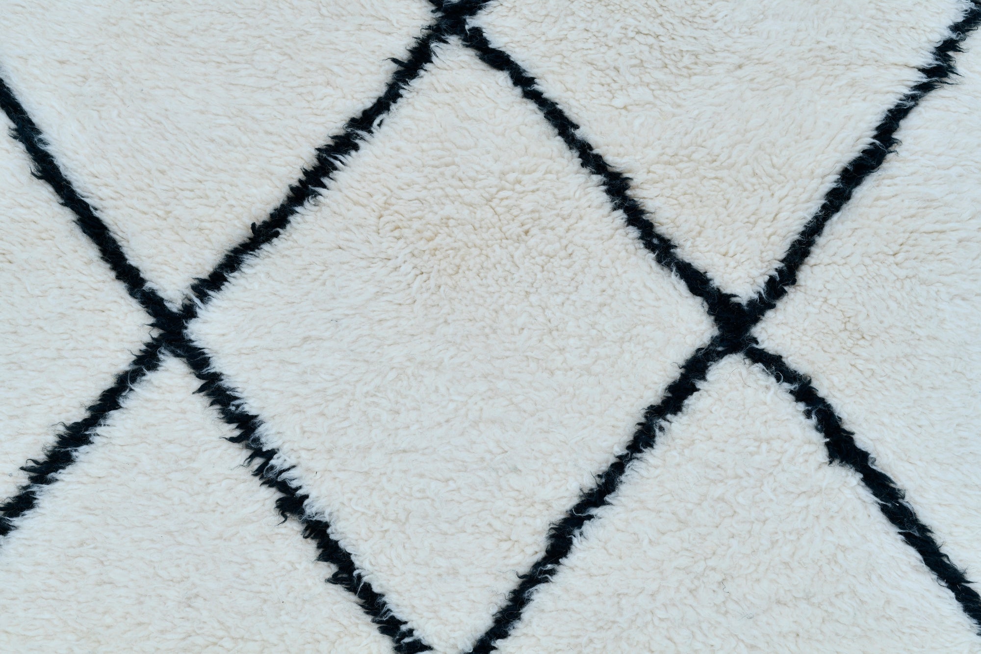 Moroccan custom rug from Beni Ourain, Wool and Thread, black and white