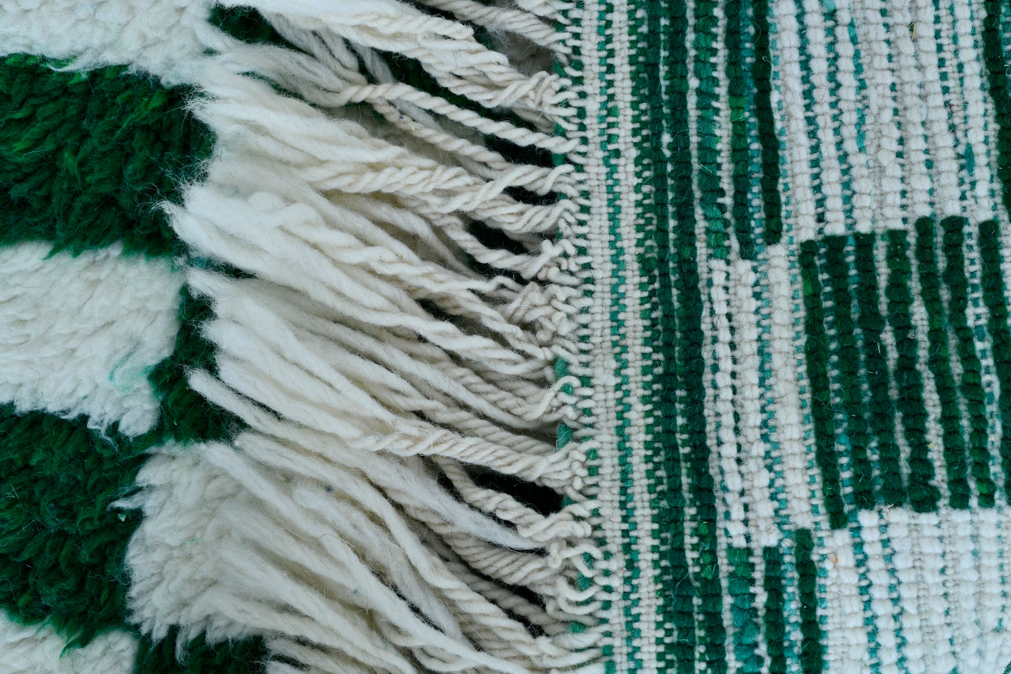 Moroccan custom rug from Beni Ourain, Wool and Thread, Green